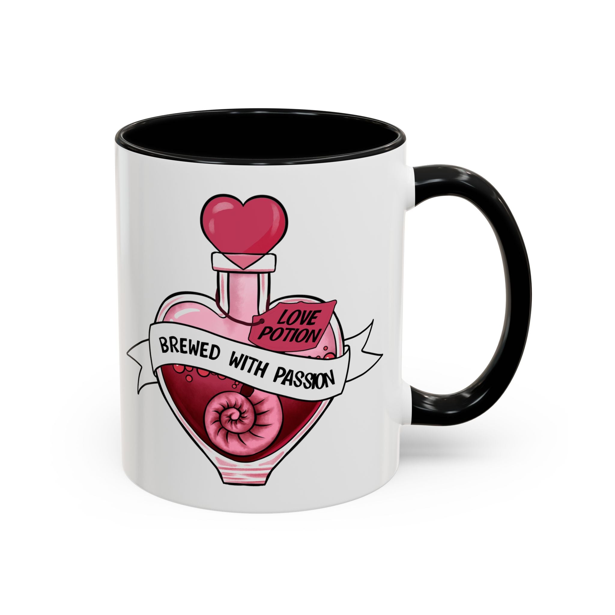 Coffee Mug - 'Brewed With Passion' Love Potion Accent Mug (11/15oz) anti valentine