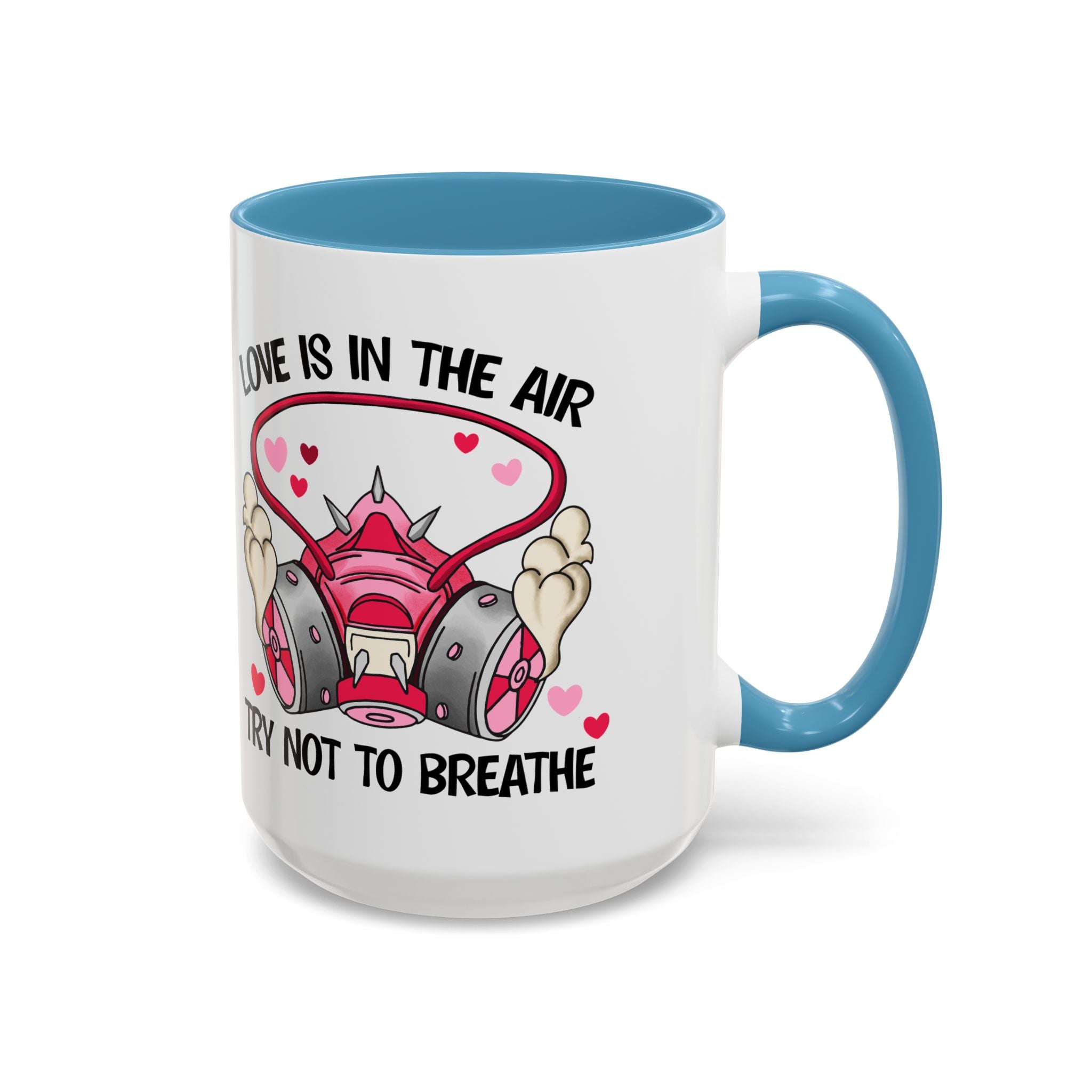 Love Is In The Air Gas Mask Coffee Mug — Funny anti Valentine Gift (11/15oz)