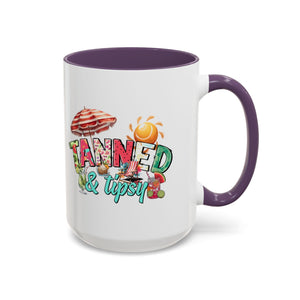 Tanned & Tipsy Accent Coffee Mug - Perfect for Summer Vibes & Beach Lovers party