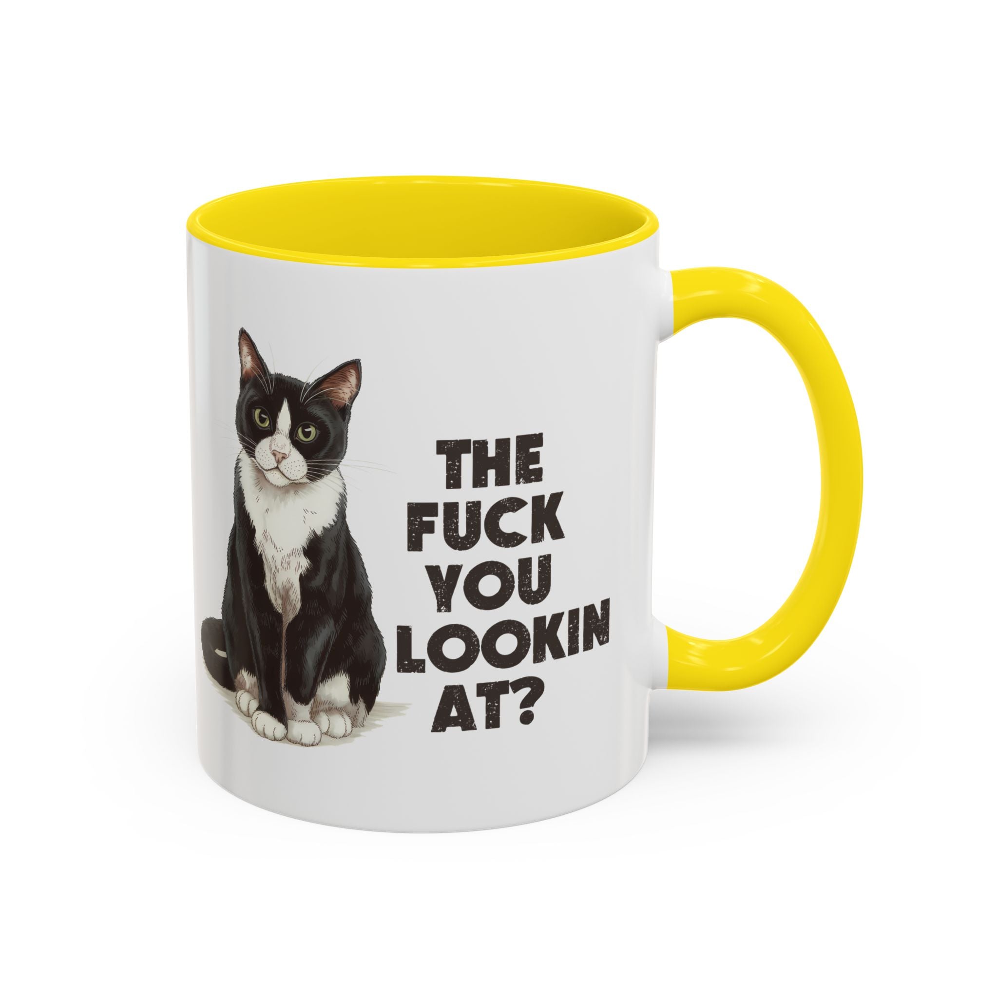 Humorous Cat Accent Coffee Mug - "What You Lookin' At?" 11/15oz attitude and sarcasm