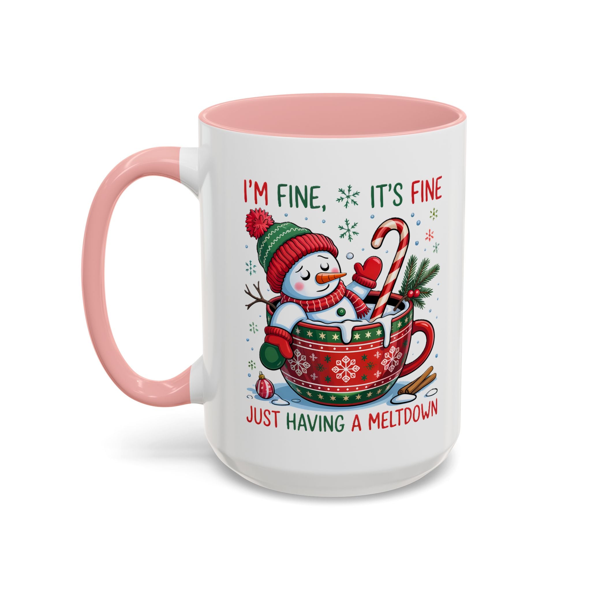 Festive Holiday Coffee Mug - "I'm Fine, It's Fine" Snowman Design sarcasm humor funny
