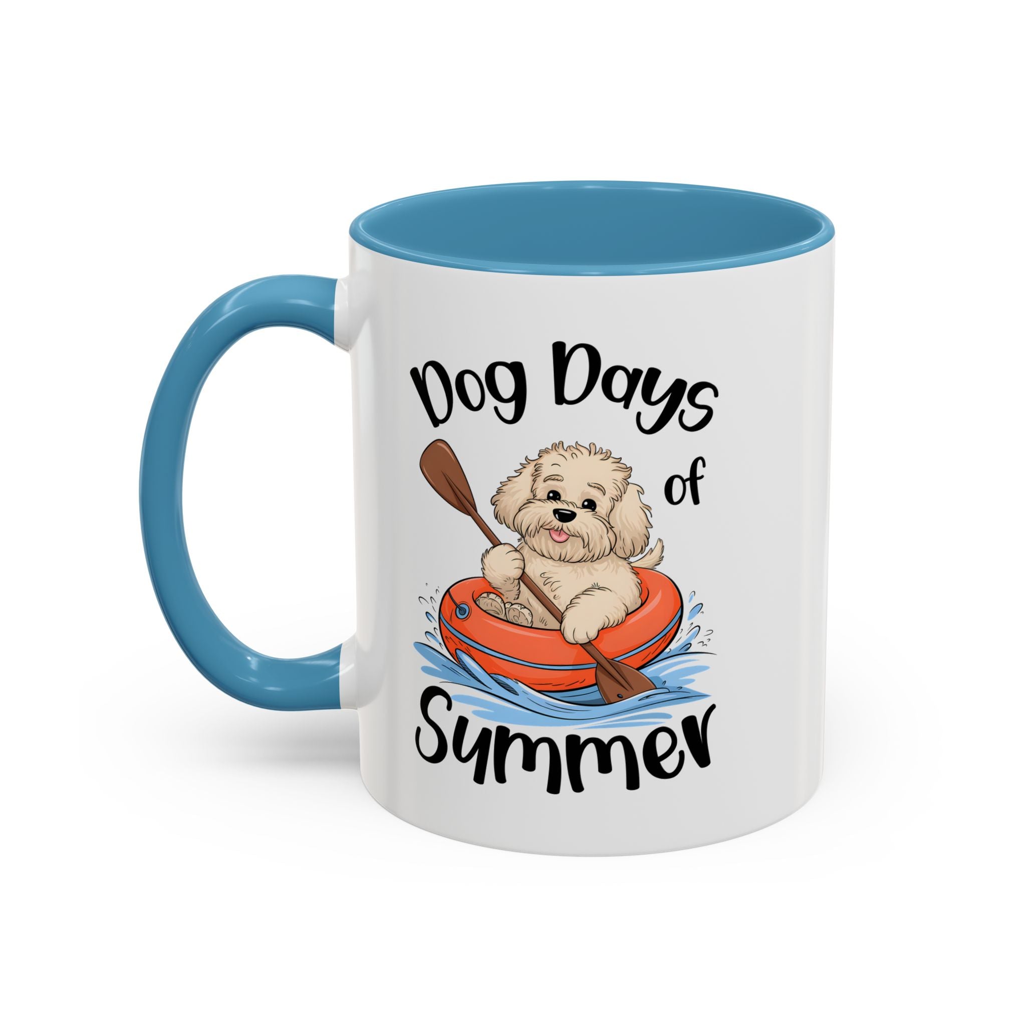 Dog Days of Summer Coffee Mug, Cute Dog Mug, Pet Lover Gift, Summer Vibes, Beach Decor, Fun Pet Cup, Canoeing Dog Design