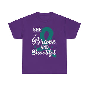 Empowering Brave & Beautiful Tee, Inspirational T-Shirt, Unisex Awareness Shirt, Gift for Support, Cancer Awareness Tee, Confidence T-Shirt