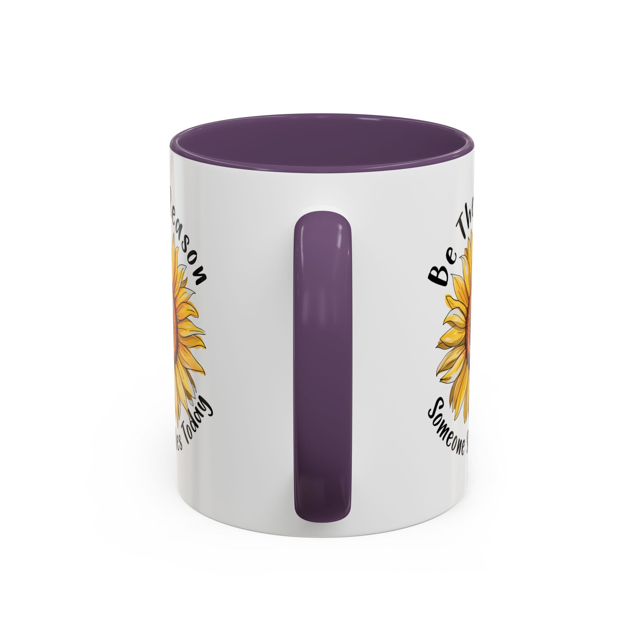 Sunflower Smile Accent Coffee Mug - Cheerful Gift for Friends, Inspirational Mug, 11oz/15oz, Daily Motivation, Brighten Someone's Day