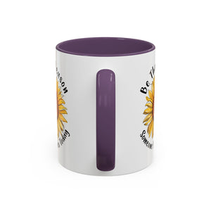 Sunflower Smile Accent Coffee Mug - Cheerful Gift for Friends, Inspirational Mug, 11oz/15oz, Daily Motivation, Brighten Someone's Day