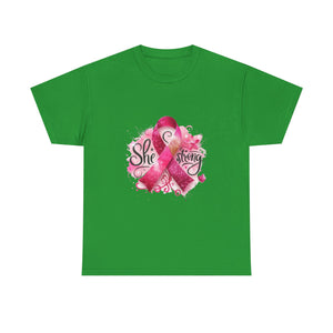 Breast Cancer Awareness Tee - She's Strong, Gift for Survivors, Supportive T-Shirt, Awareness Month, Inspirational Apparel
