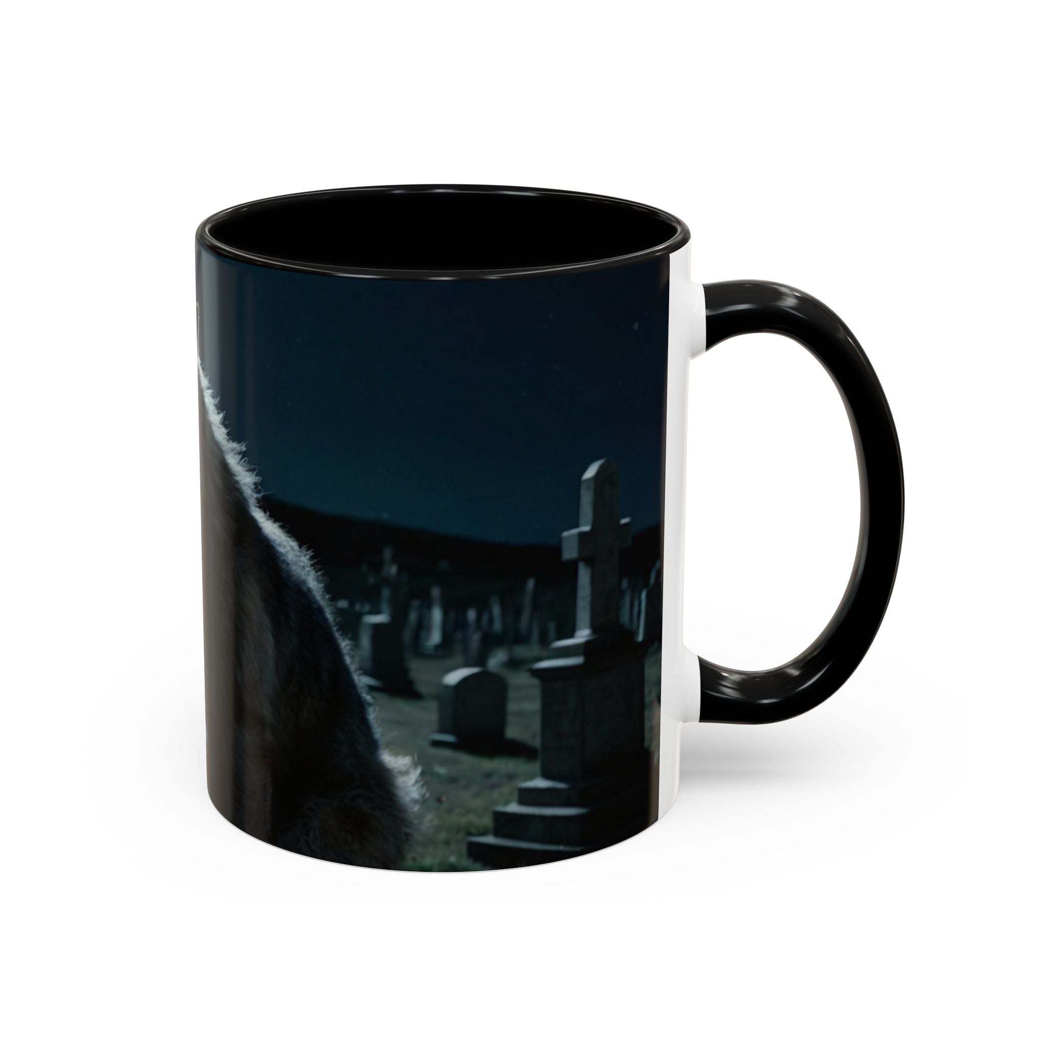 halloween werewolf in graveyard Howling Wolf Accent Coffee Mug - 11 & 15oz