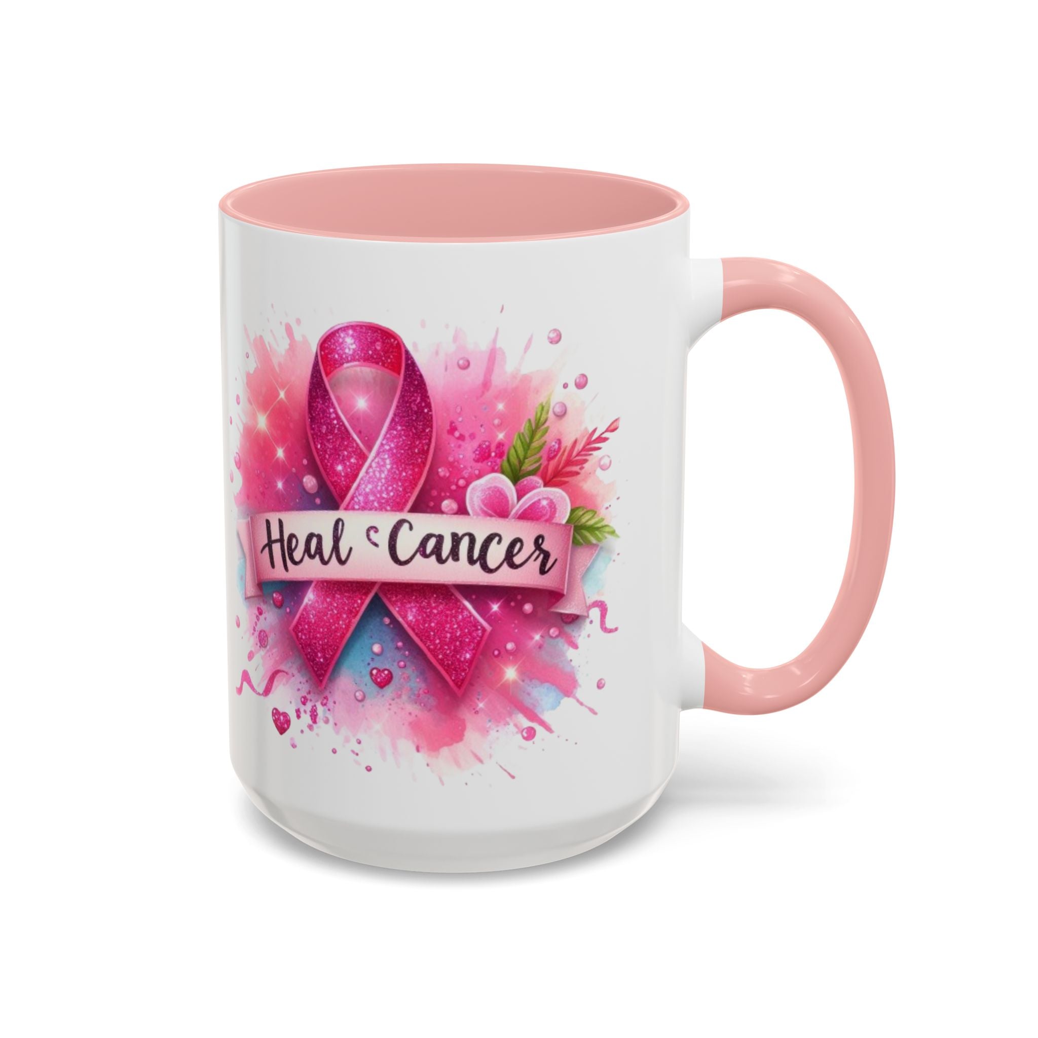Pink Ribbon Healing Coffee Mug | Support Cancer Awareness | Inspirational Gift | Breast Cancer Support | 11oz & 15oz Options
