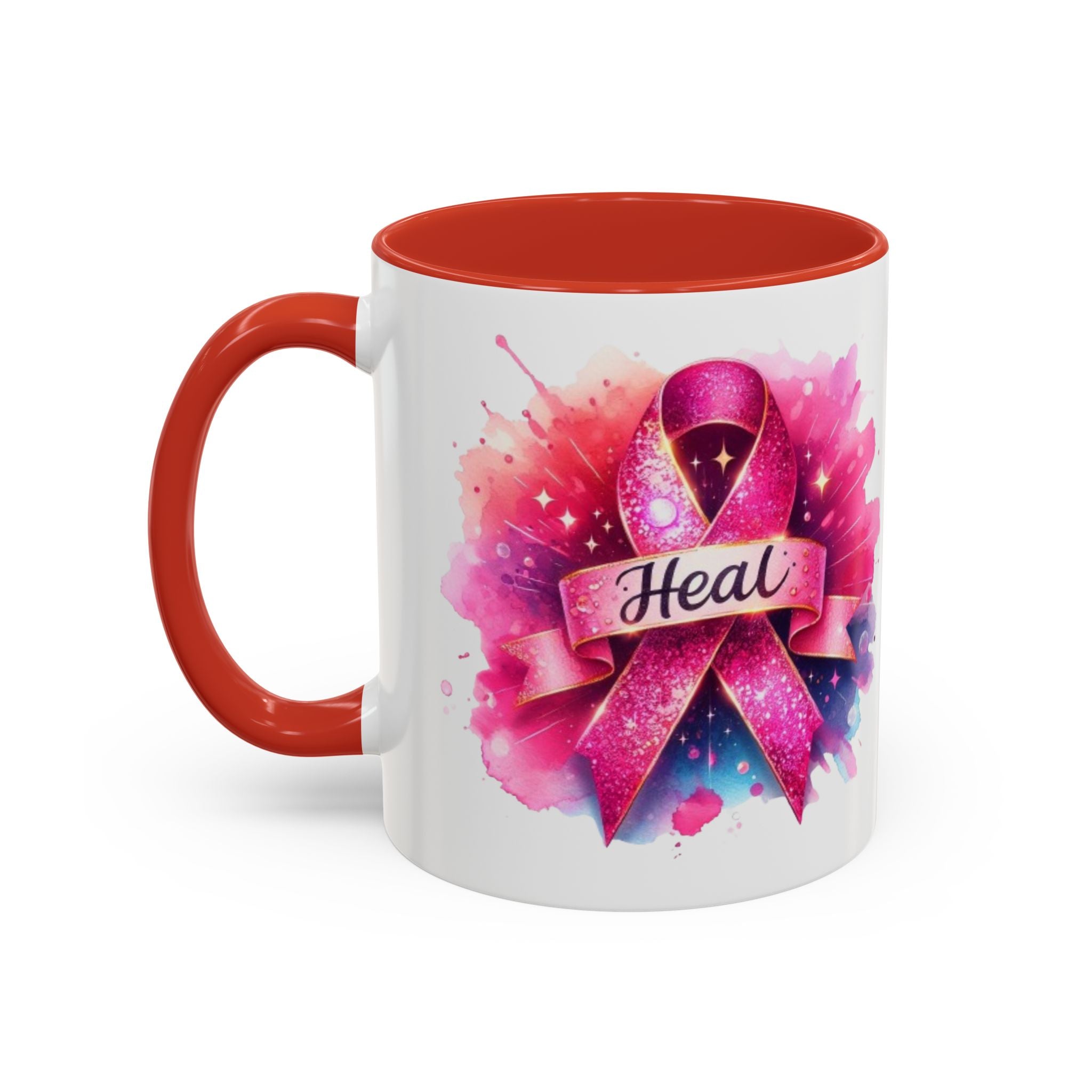 cancer awareness Inspirational Coffee Mug, Healing Ribbon Mug, Gift for Cancer Survivors, Motivational Drinkware, Support