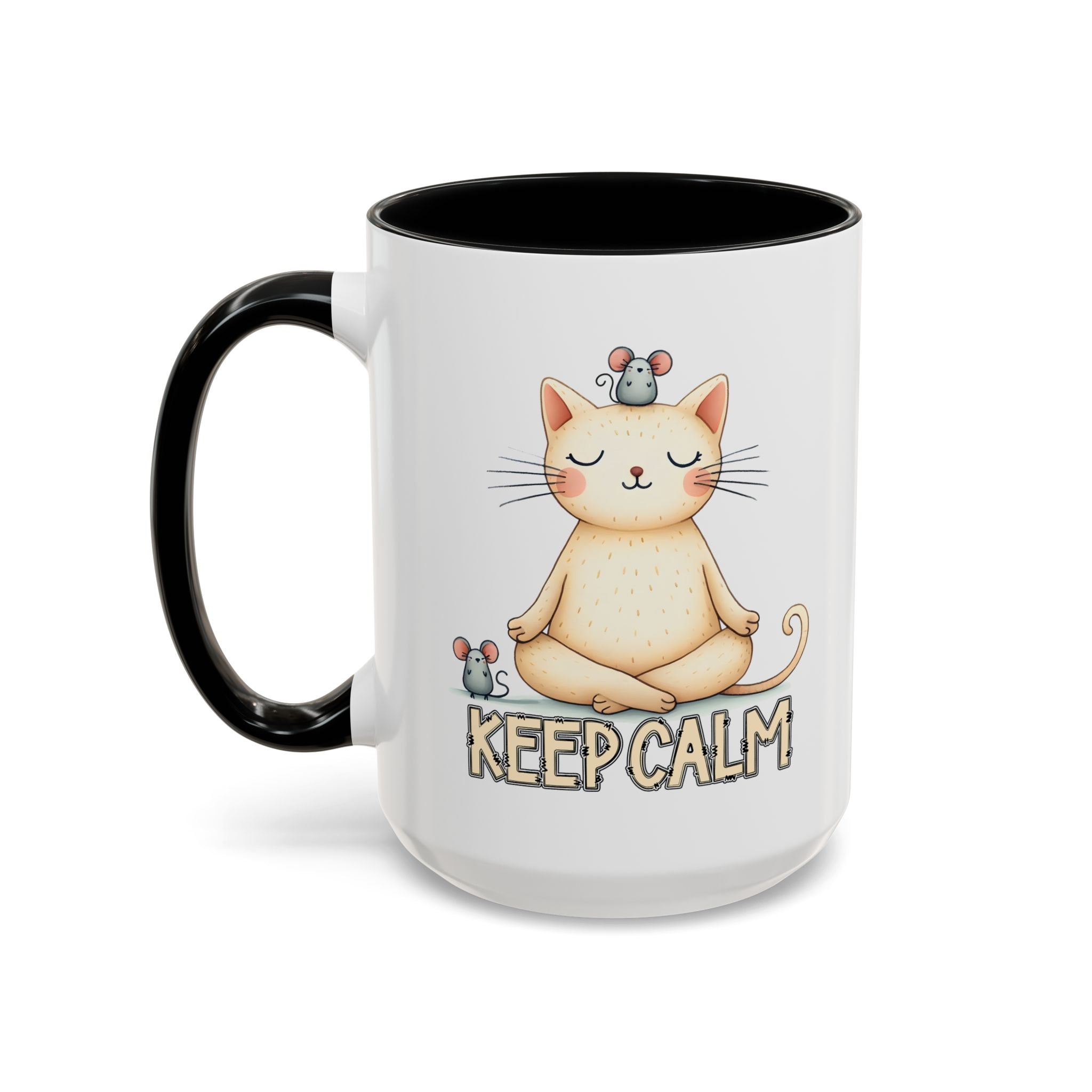 Serene Cat Coffee Mug, Funny Pet Lover's Gift, Cute Keepsake for Relaxation, Relaxing Drinkware, Quirky Home Decor