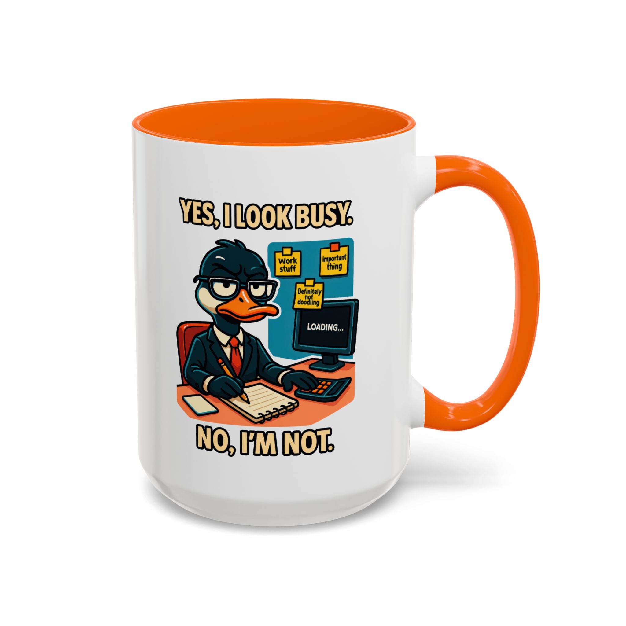 Busy Duck Coffee Mug, Humorous Office Mug, Cute Animal Mug Gift, Quirky Work Mug, Funny Gift for Coworkers