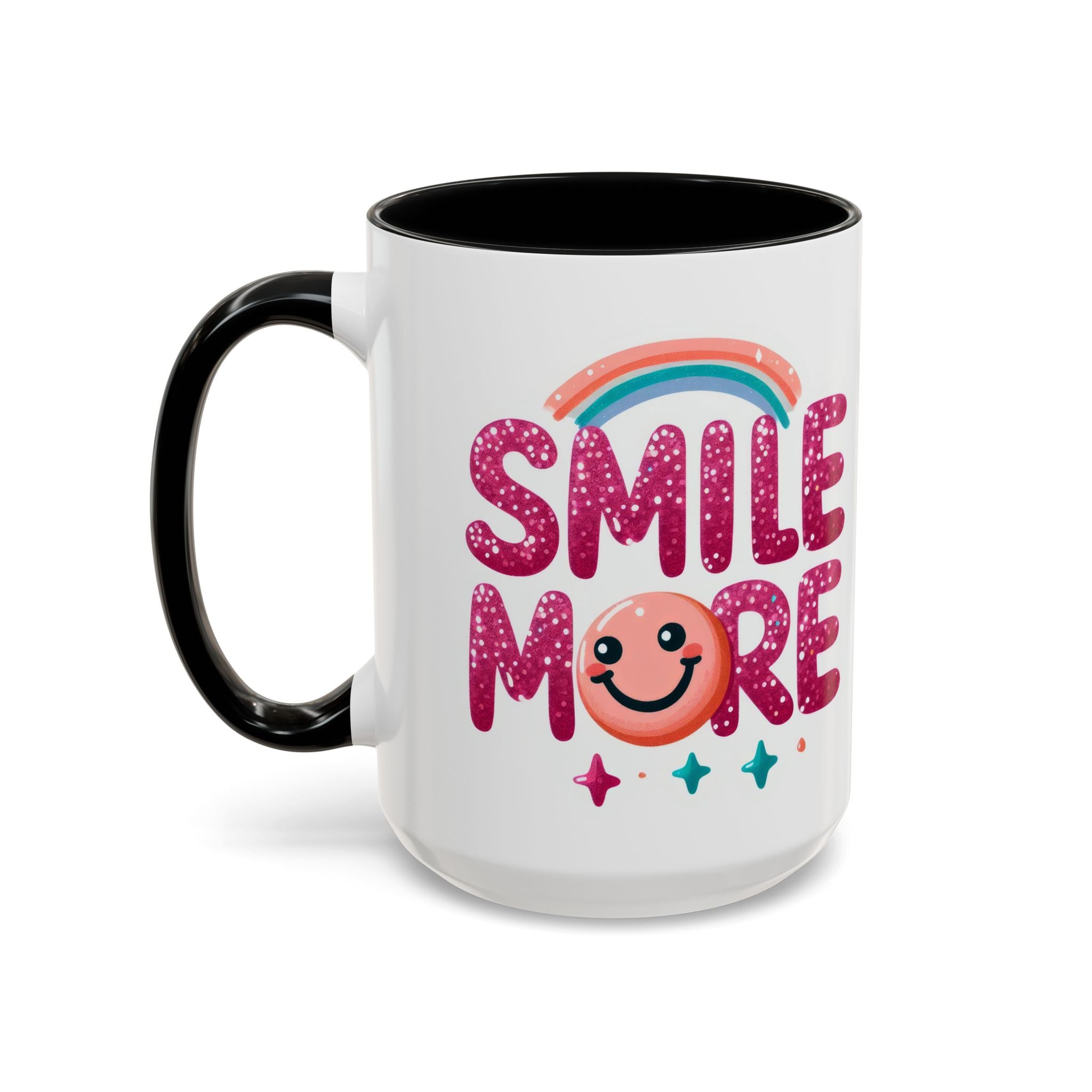 Smile More Coffee Mug – Cute Rainbow Smiley Accent Mug (11/15oz)