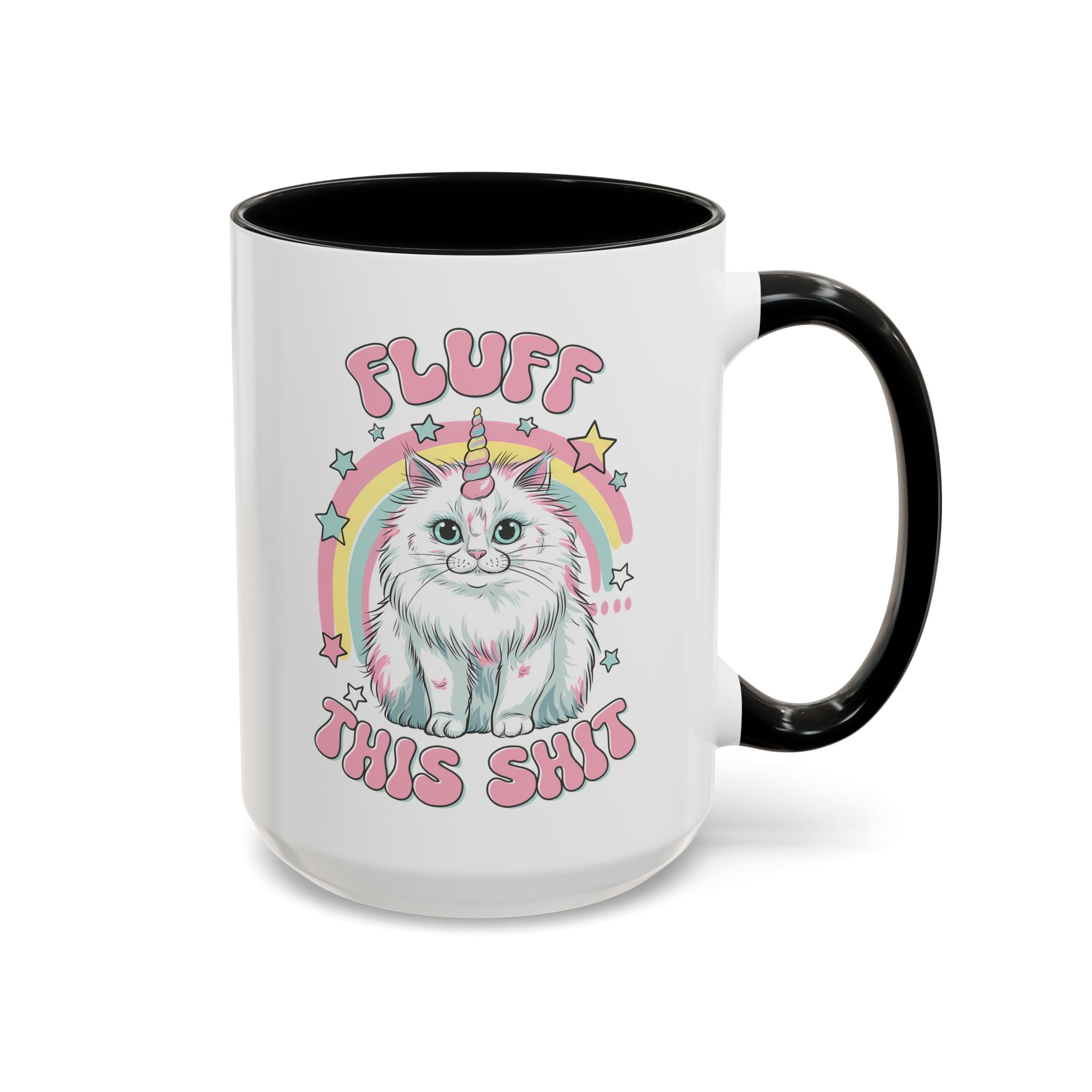 Whimsical Cat Coffee Mug - "Fluff This Shit" funny adult humor sarcasm