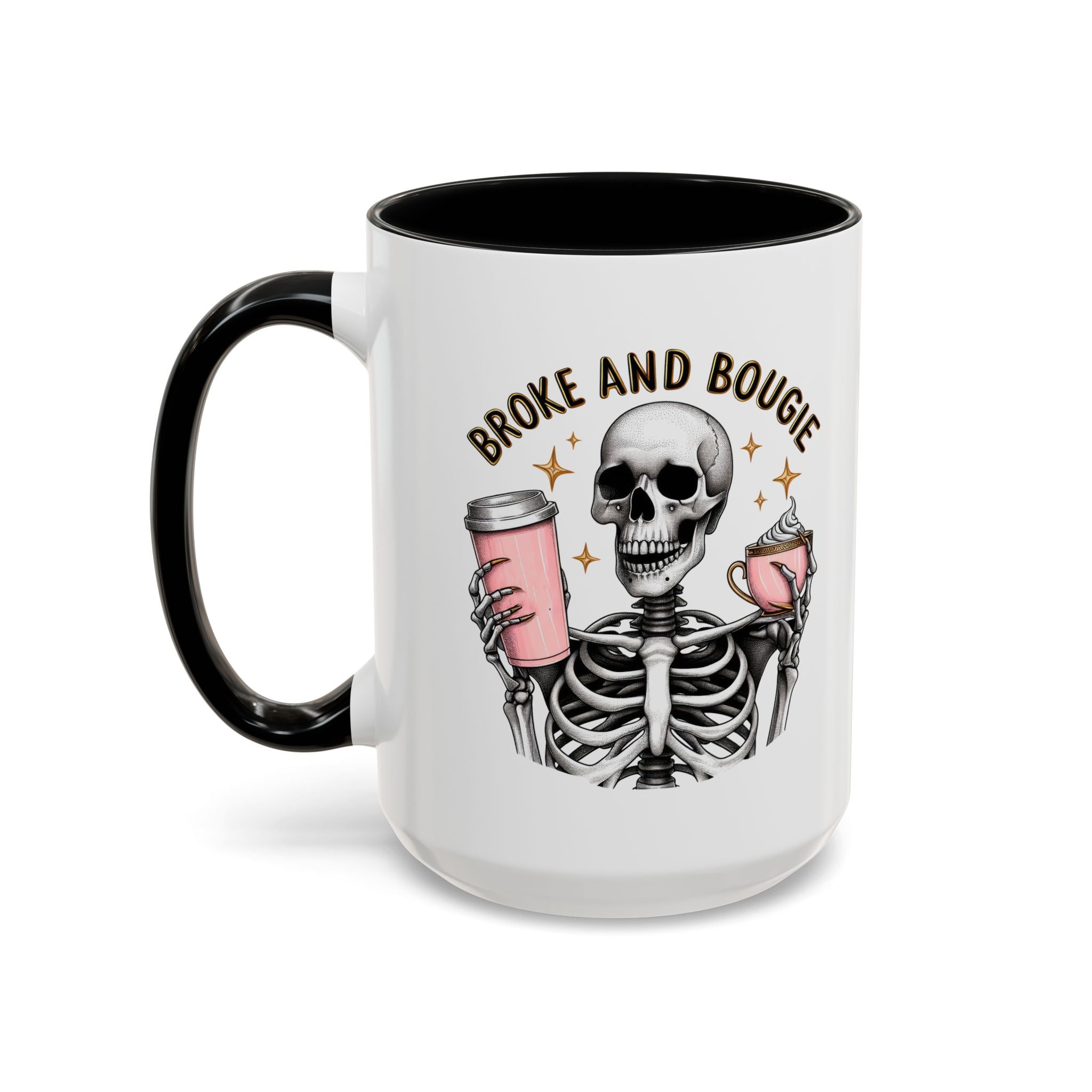 Broke and Bougie Coffee Mug, Skeleton Mug, Halloween Mug, Unique Gift for Coffee Lovers, Spooky Decor