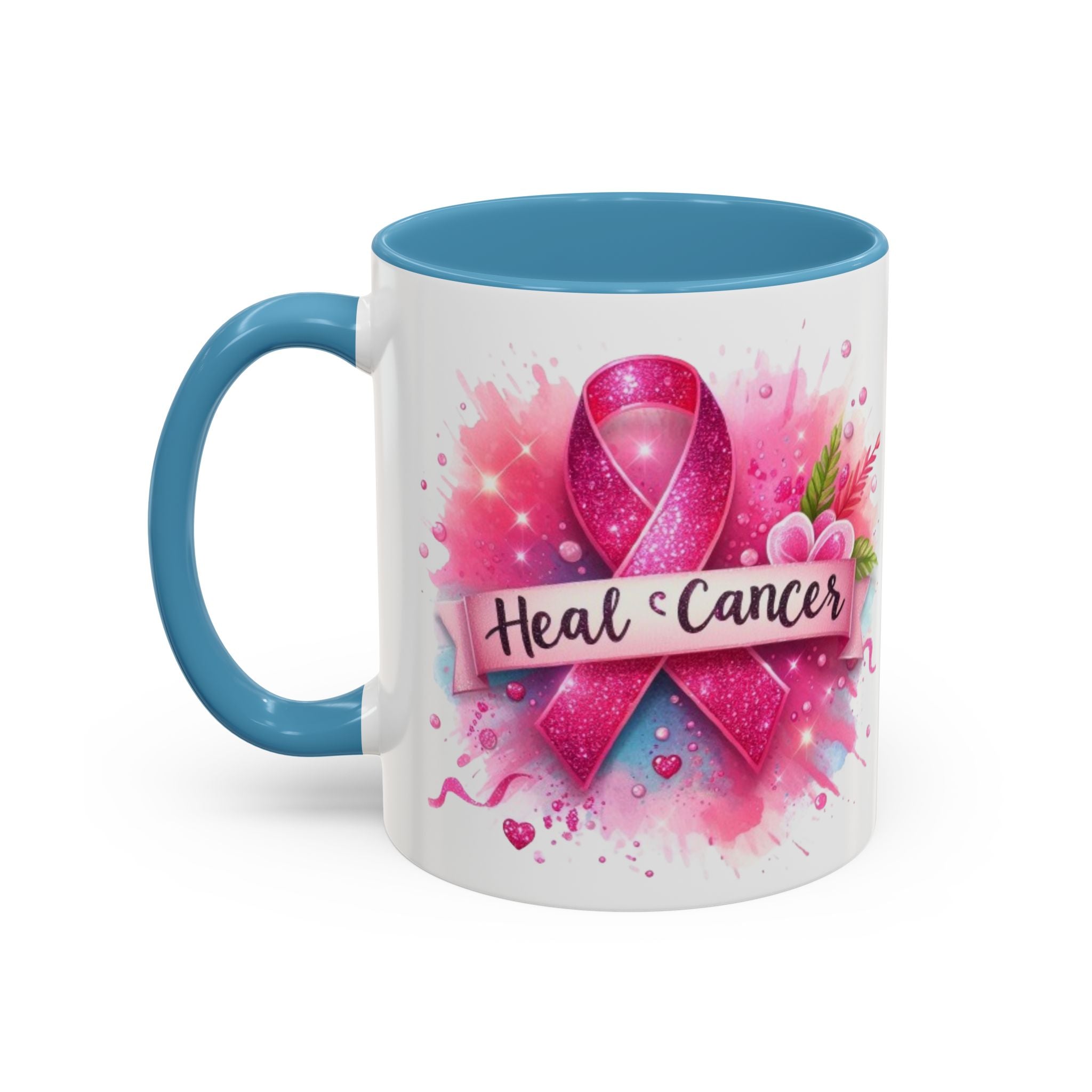 Pink Ribbon Healing Coffee Mug | Support Cancer Awareness | Inspirational Gift | Breast Cancer Support | 11oz & 15oz Options