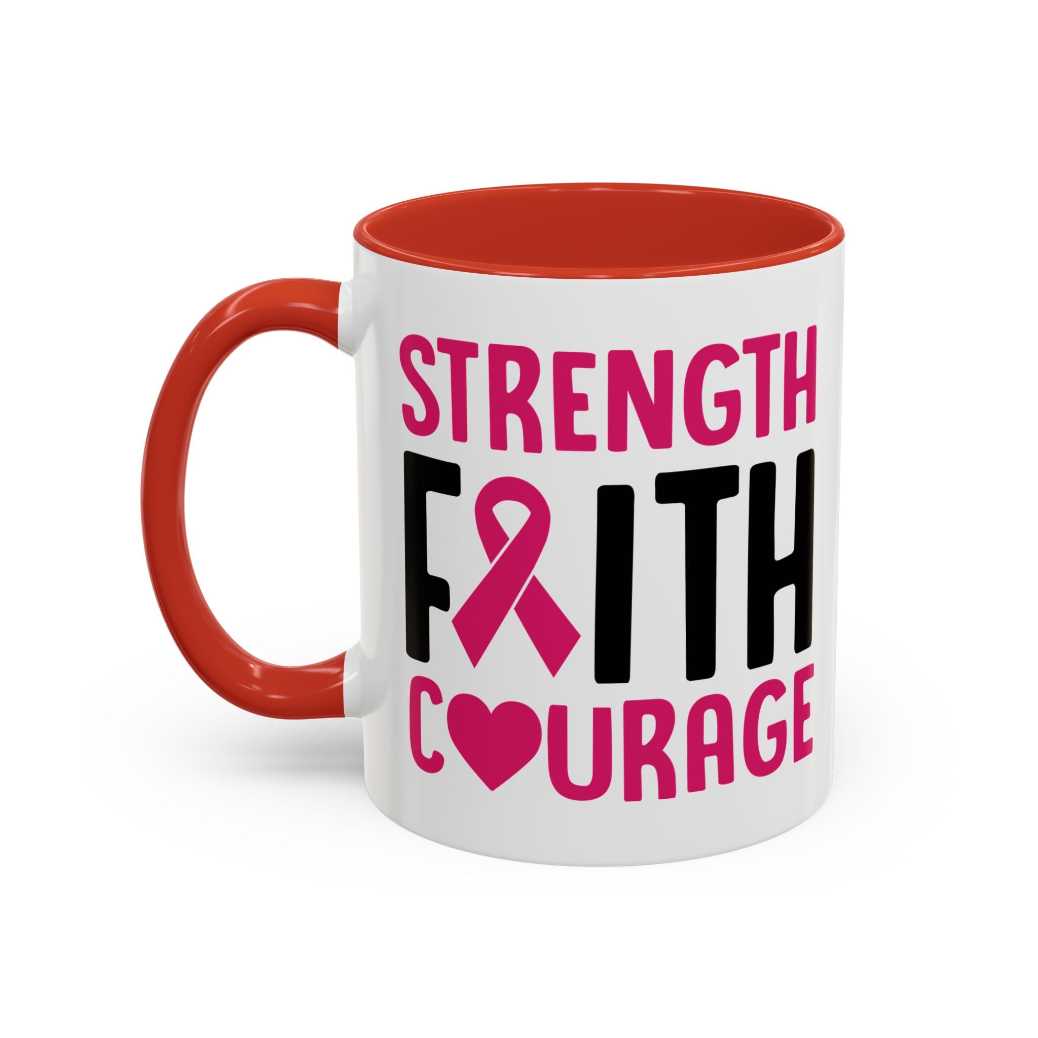 Inspirational Coffee Mug: Strength, Faith, Courage - Gift for Survivors, Awareness Events, Supportive Home Decor, Encouragement