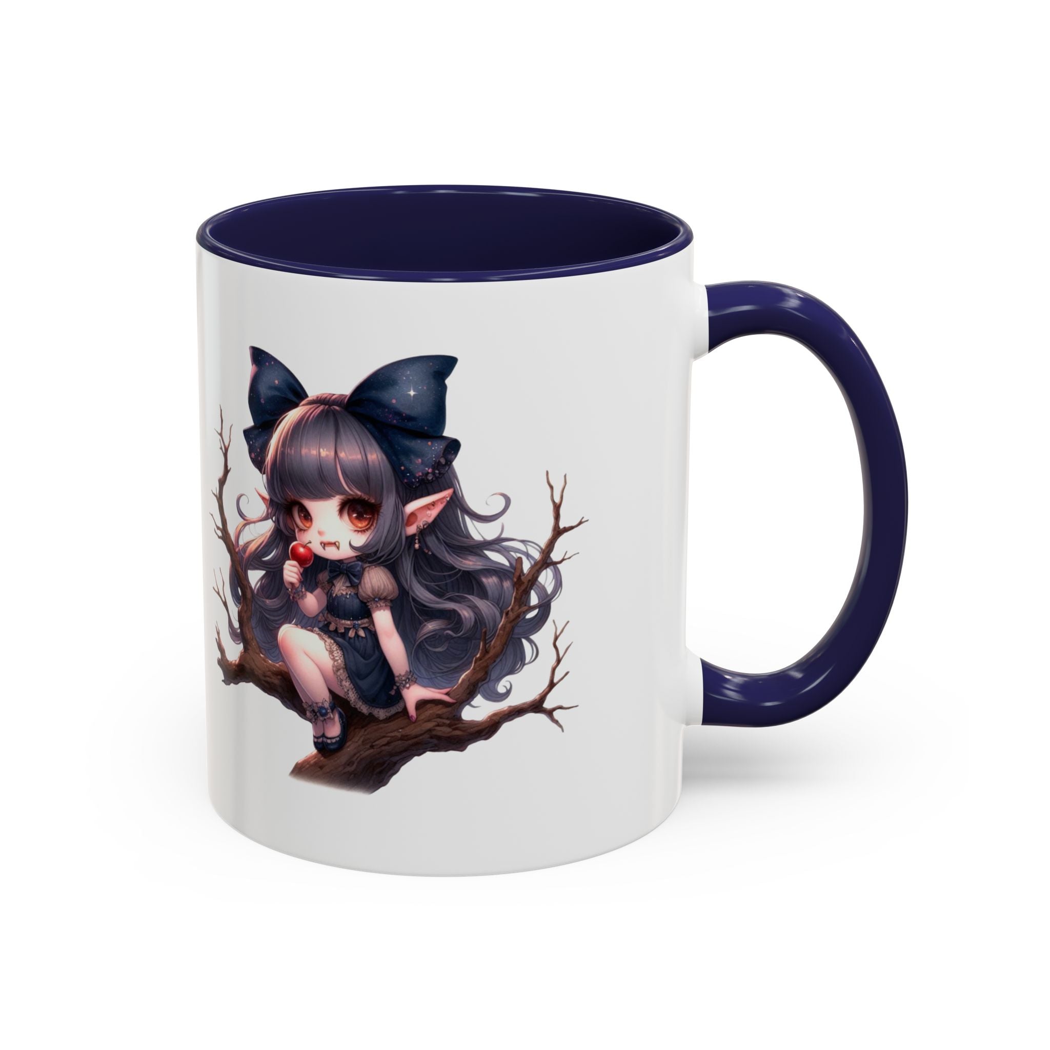 gothic vampire girl in tree horror art Accent Coffee Mug (11, 15oz) png16