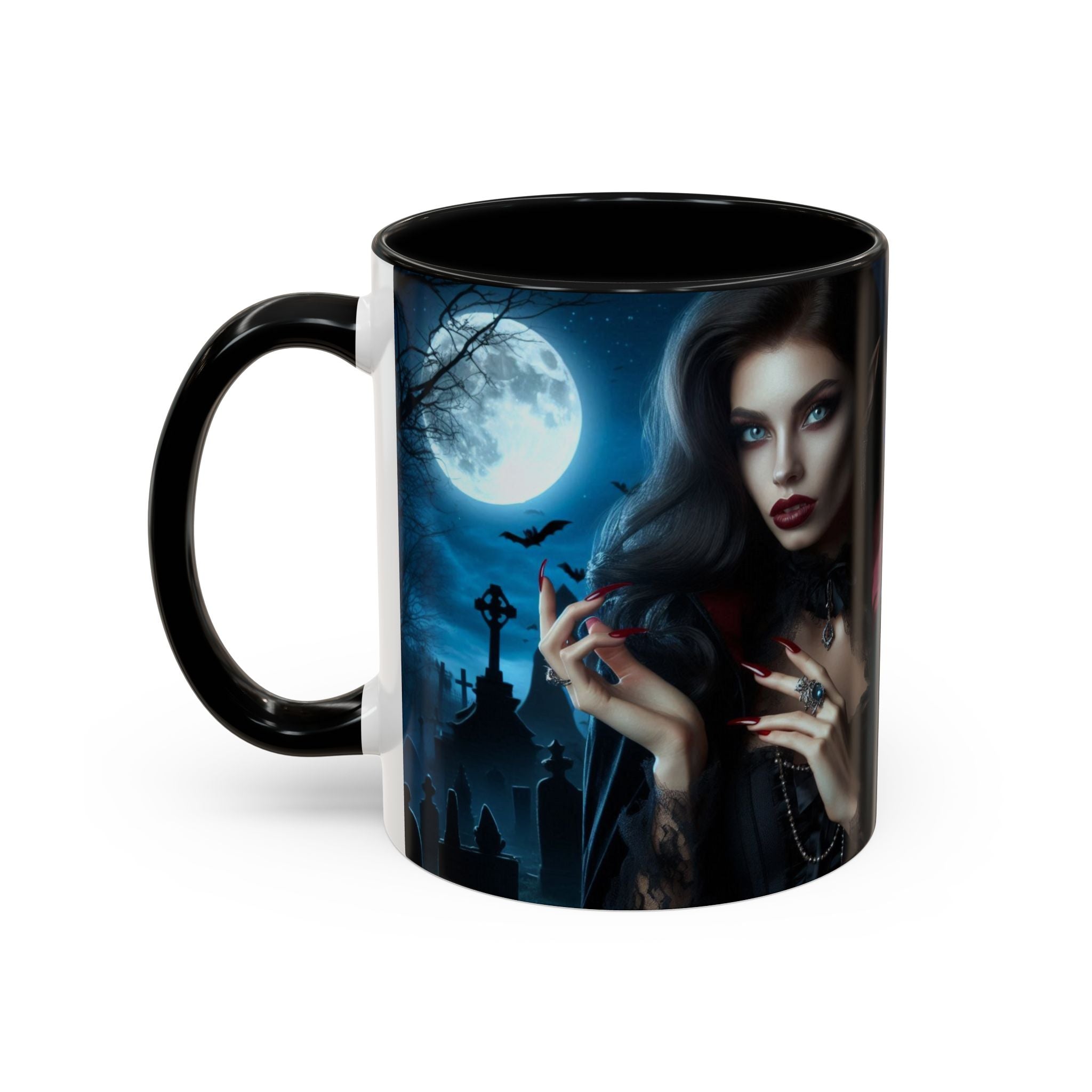 halloween Gothic Vampire Coffee Mug – 11/15oz full moon graveyard