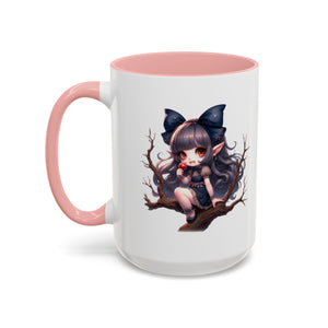 gothic vampire girl in tree horror art Accent Coffee Mug (11, 15oz) png16