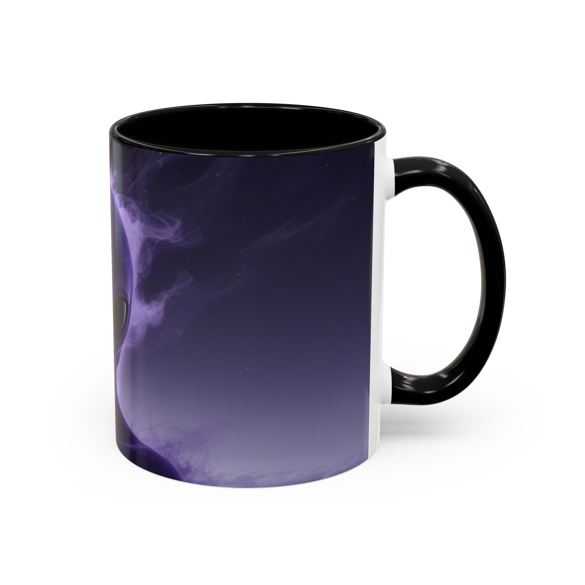Alien Portrait Accent Coffee Mug — Purple Cosmic Extraterrestrial Art (11/15oz)