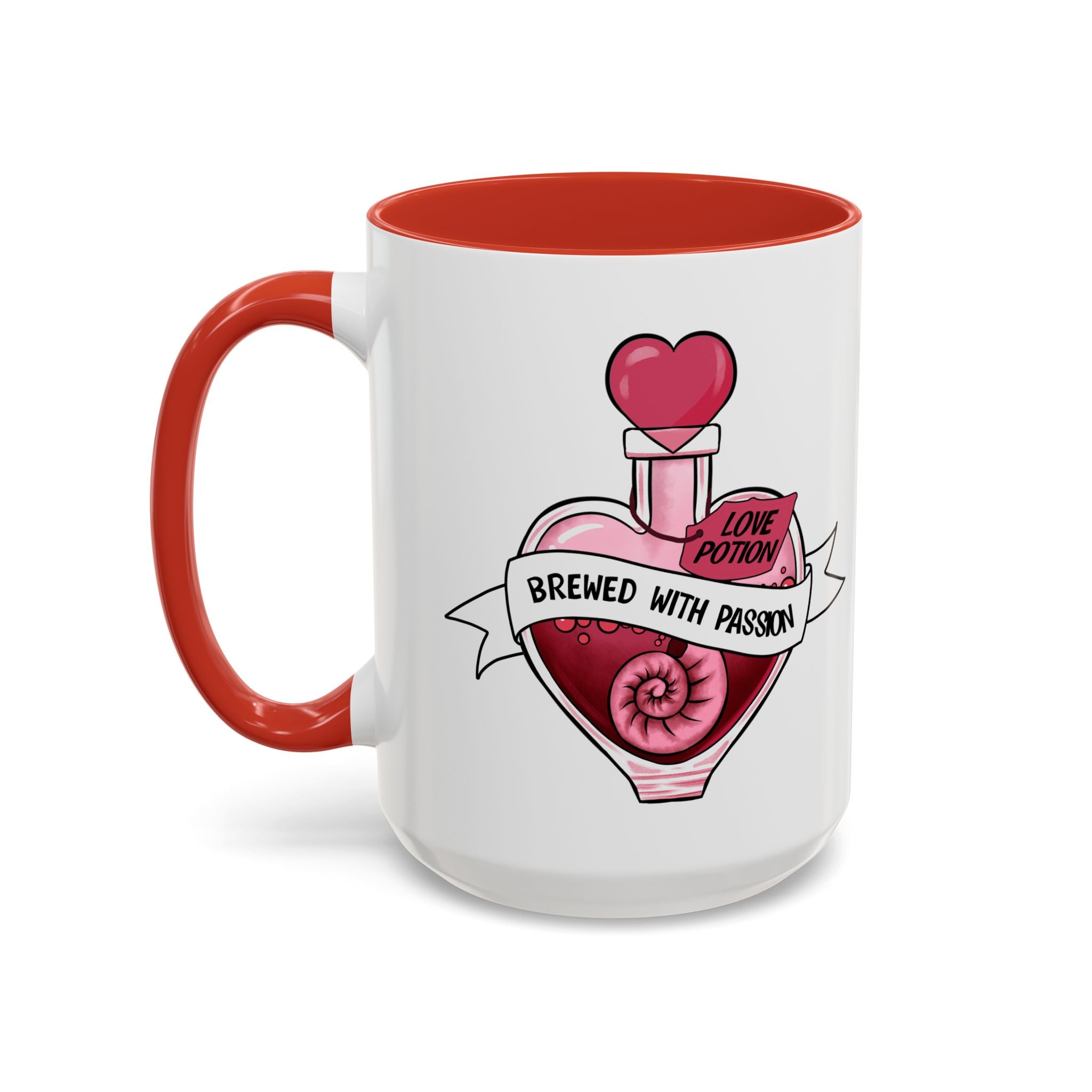 Coffee Mug - 'Brewed With Passion' Love Potion Accent Mug (11/15oz) anti valentine