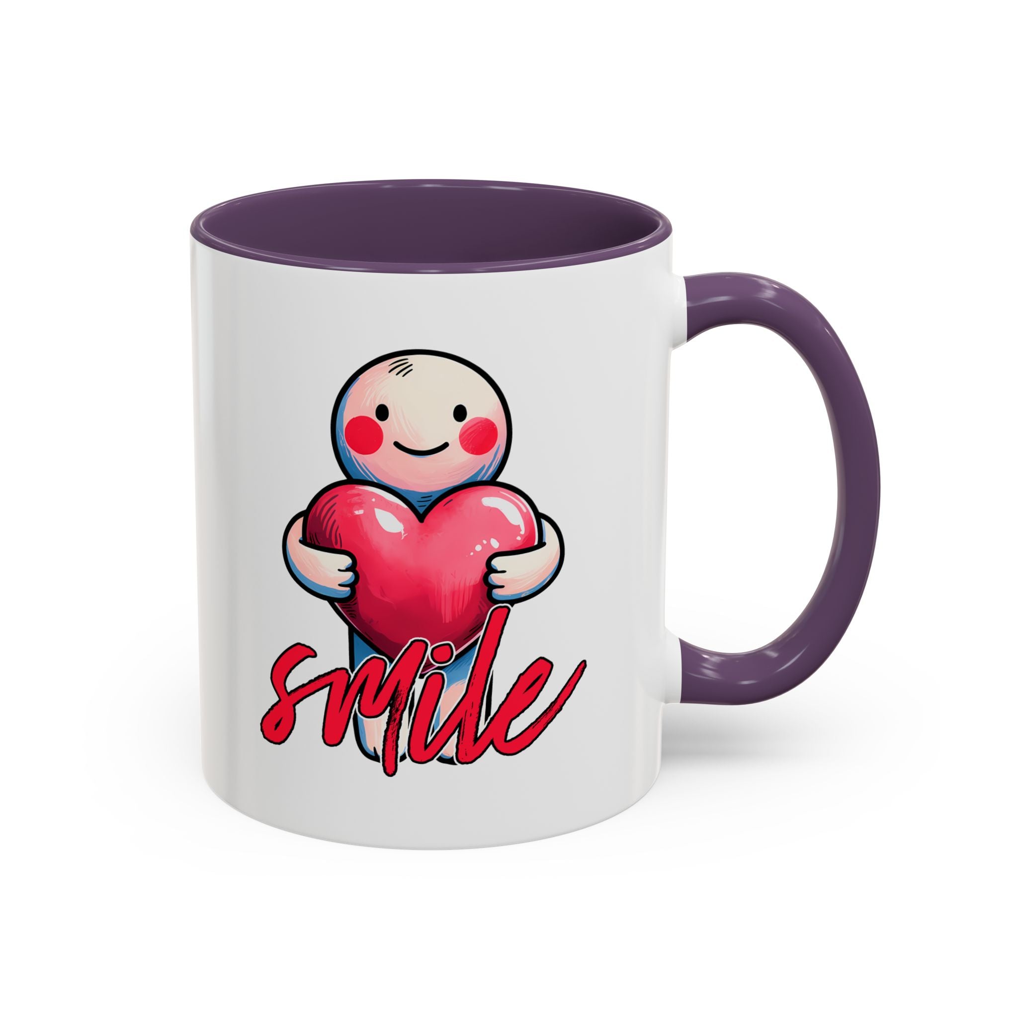 Smiling Heart Accent Coffee Mug - 11oz & 15oz | Cute Gift for Friends & Family