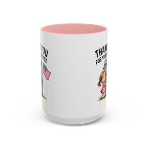 Thank You for Your Service Coffee Mug - 11oz & 15oz Accent Mugs for Veterans Appreciation