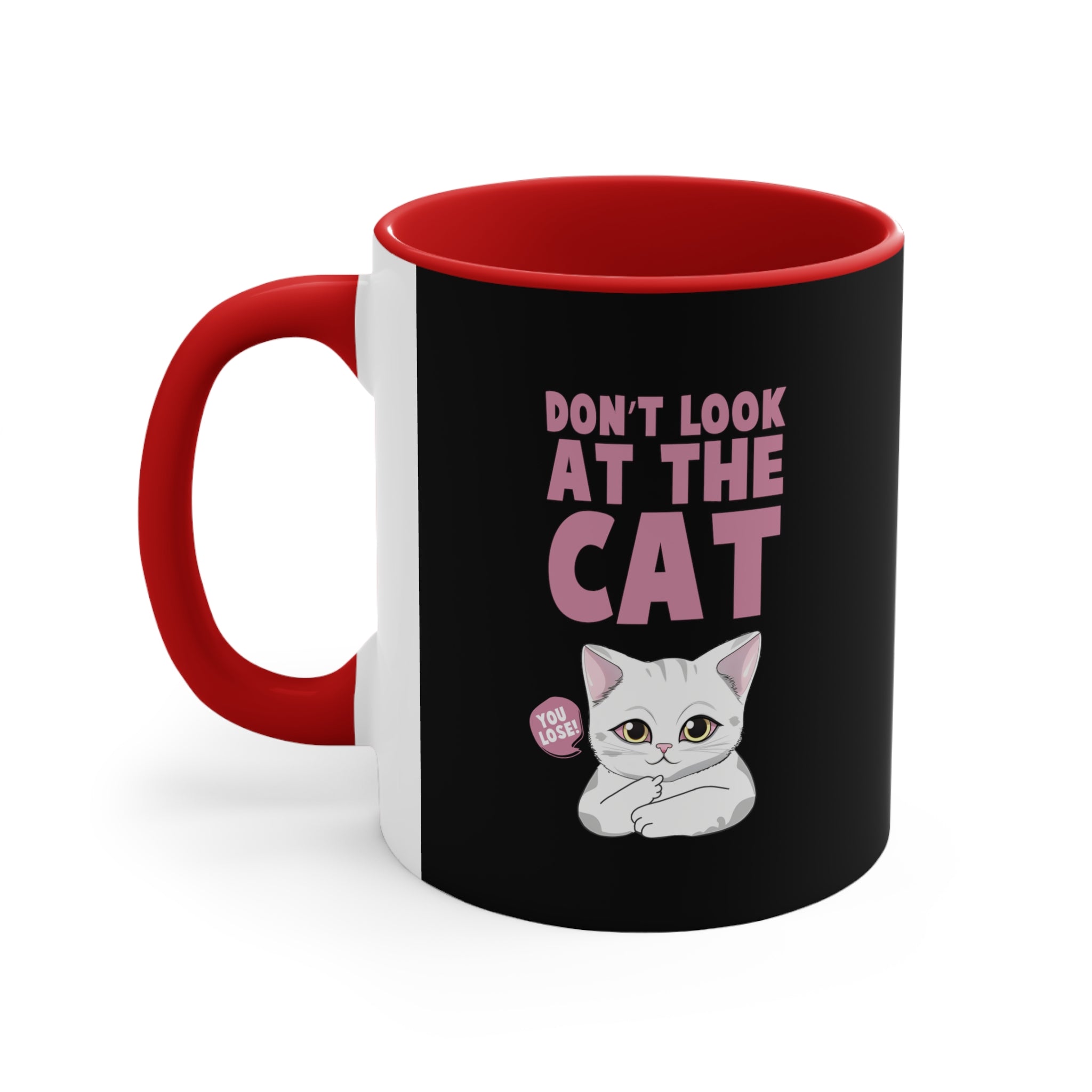 funny don't look at the cat Accent Coffee Mug, 11oz animal lovers gift