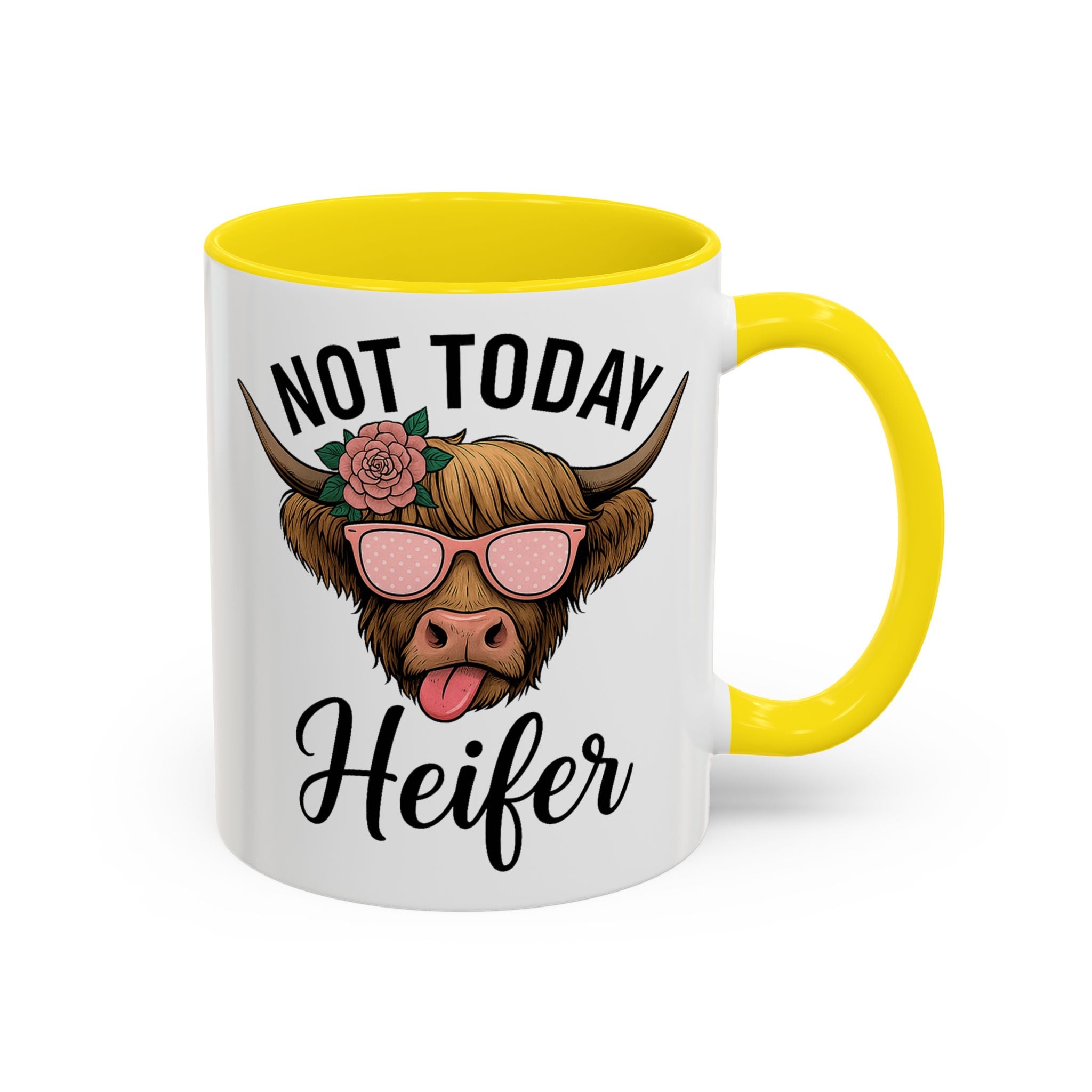 Not Today Heifer Coffee Mug — Funny Cow Mug with Sunglasses (11/15oz)