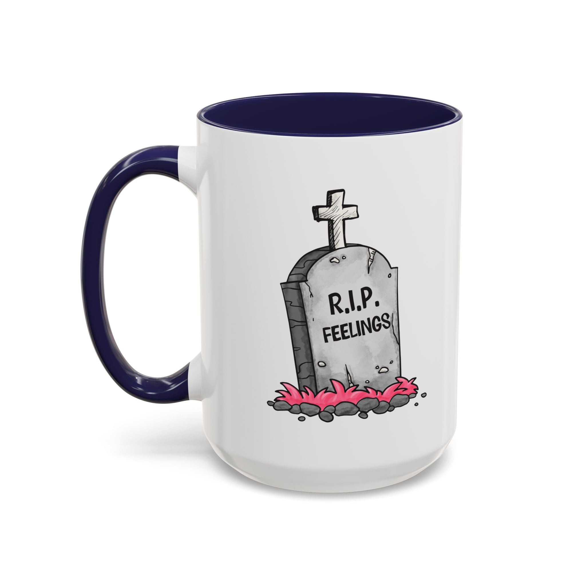 Coffee Mug — RIP Feelings Tombstone Accent Mug anti valentine