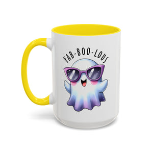 Fab-Boo-Lous Ghost Coffee Mug | Cute Halloween Mug, Fun Gift for Ghost Lovers, Spooky Seasonal Decor, Adorable Tea Cup