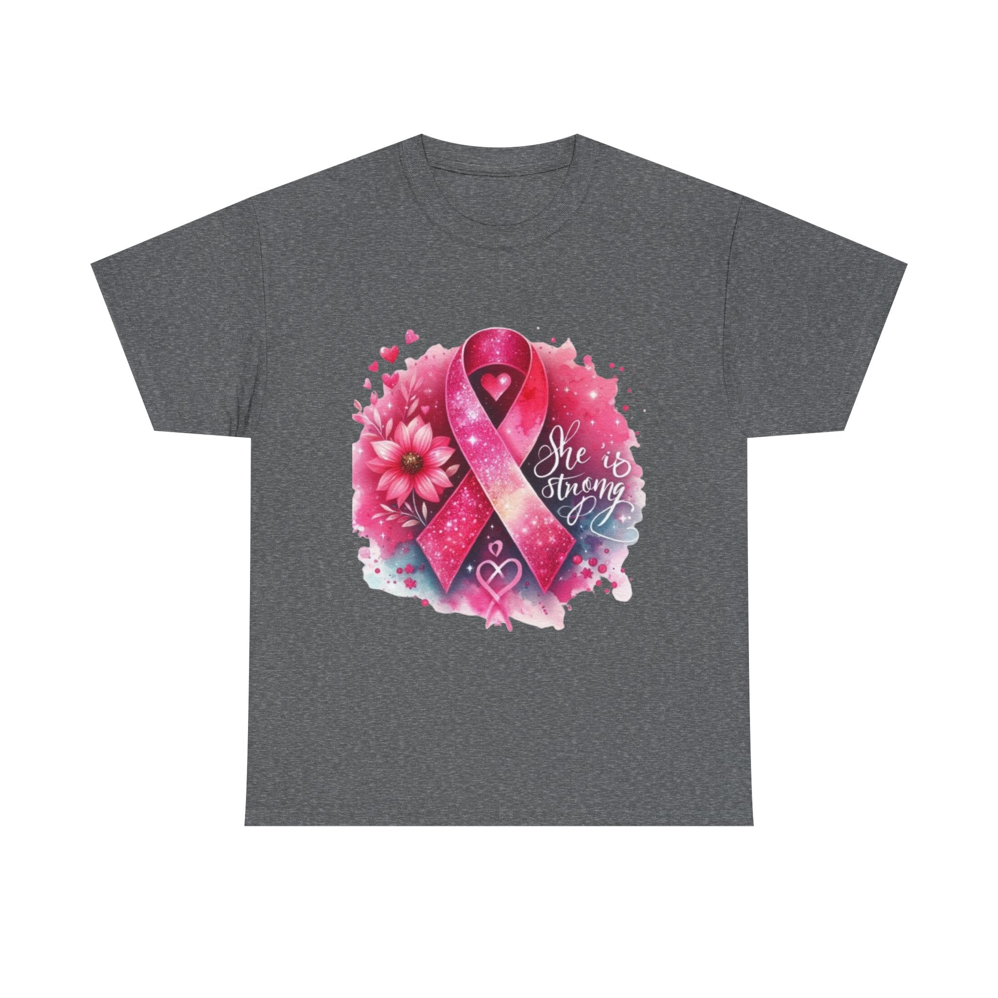 Breast Cancer Awareness Tee - She is Strong, Support Shirt, Gift for Fighters, Awareness Month Apparel, Inspirational T-Shirt