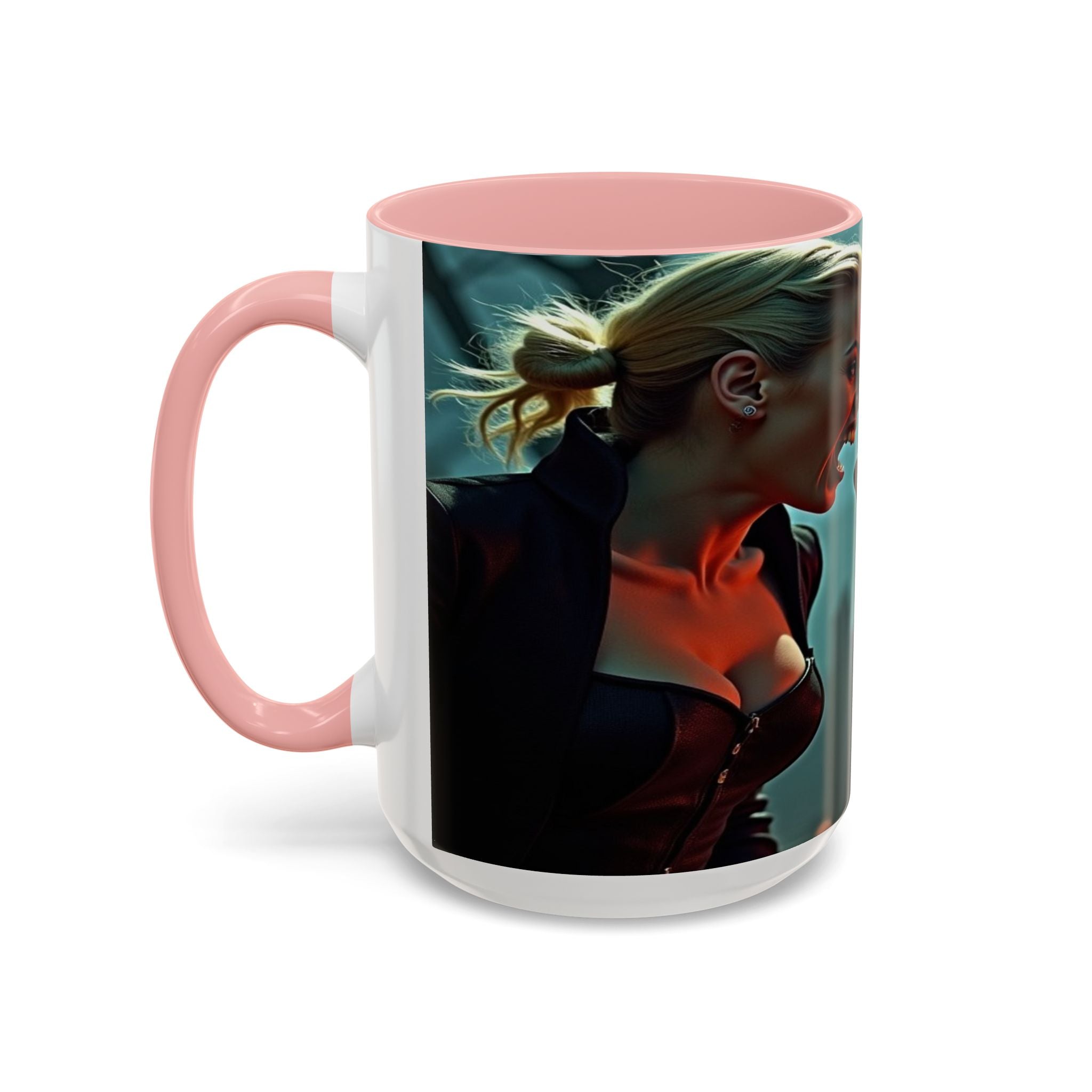 woman vampire and Fierce Werewolf Coffee Mug - 11 & 15oz Accent Mug for horror art lovers