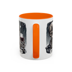Stylish Skull Coffee Mug, Gothic Drinkware, Staying Alive Gift for Halloween, Funny Office Mug, Alternative Drinkware