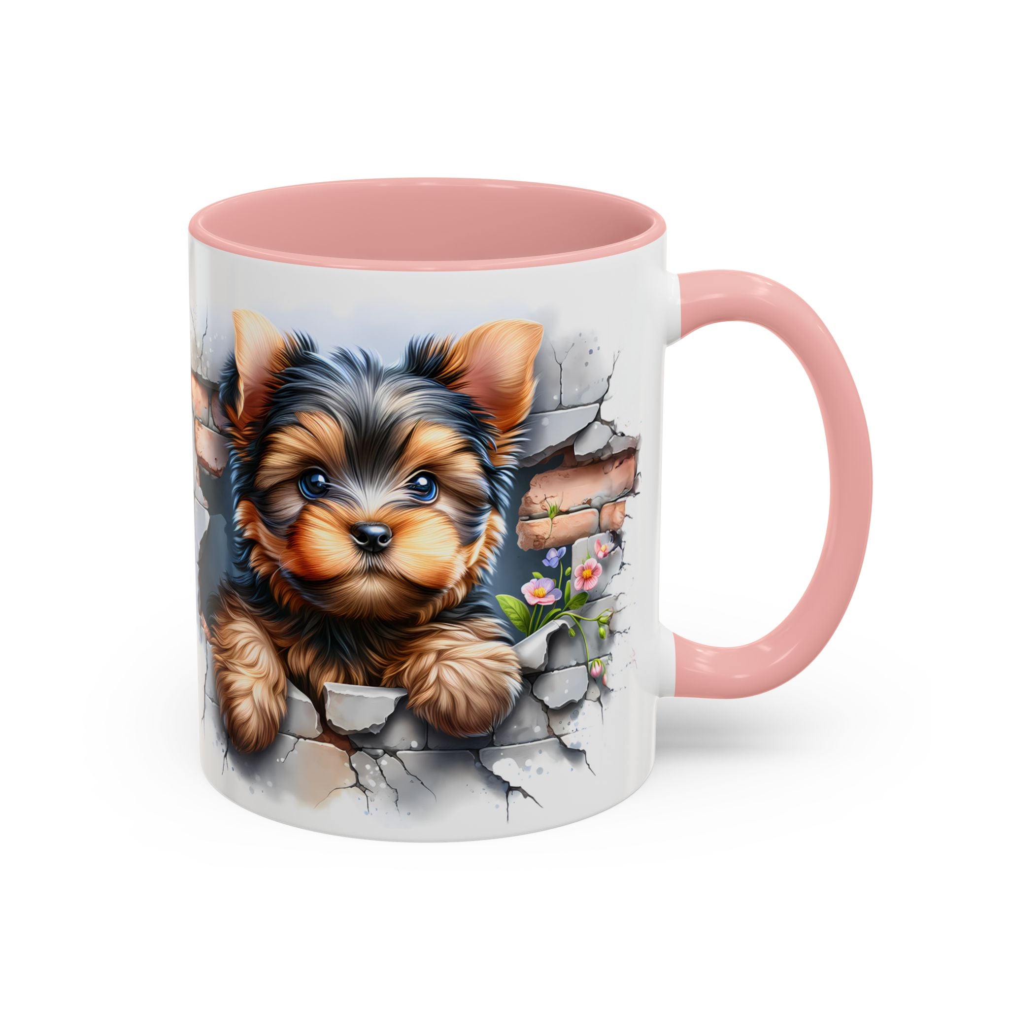 Cute Dog Peeking Coffee Mug, Pet Lover Gift, Yorkshire Terrier Mug, Animal Lover Coffee Cup, Dog-Themed Drinkware, Doggie Mug