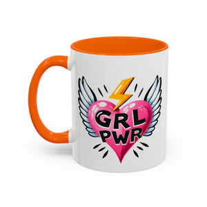 Empowering Heart Coffee Mug | Inspirational Gift for Women, GRL PWR Mug, Cute Kitchen Decor, Unique Friendship Gift, Motivational Coffee Cup