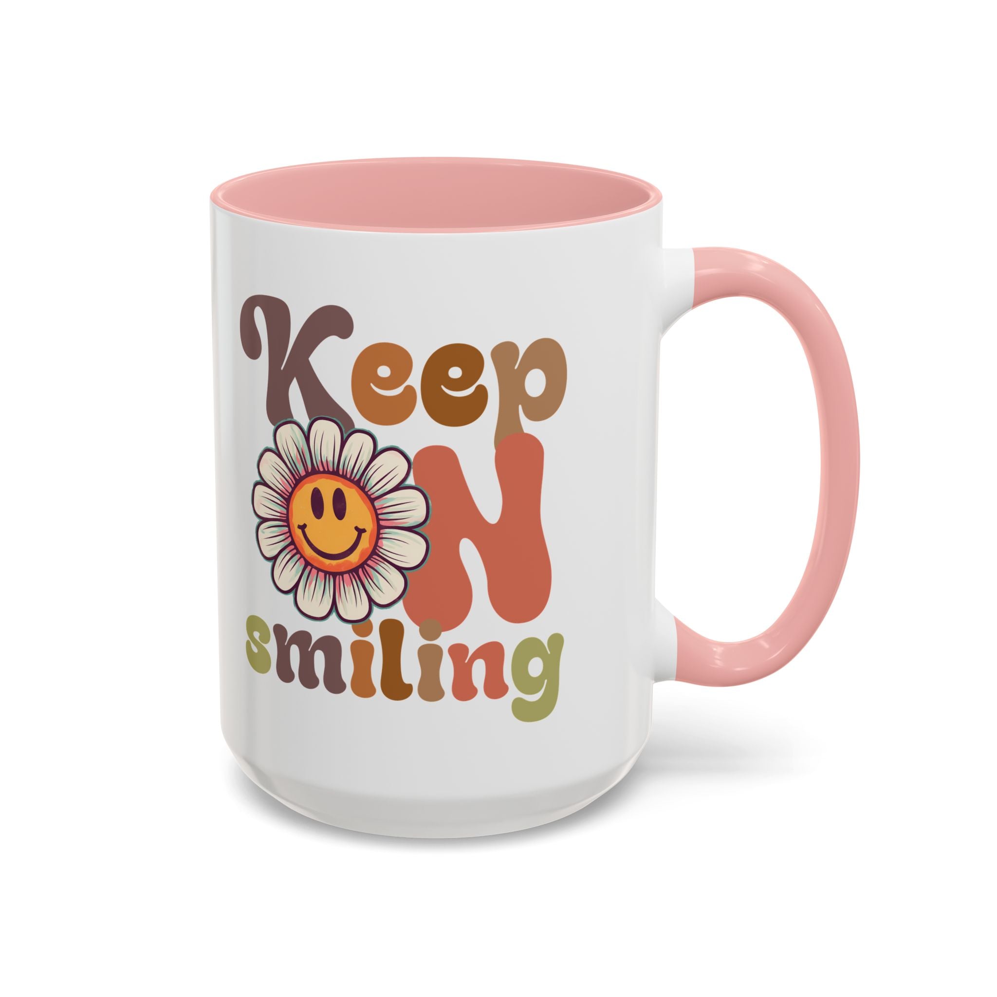 Keep Smiling Floral Coffee Mug - Cheerful 11 & 15oz Accent Mug for Daily Motivation