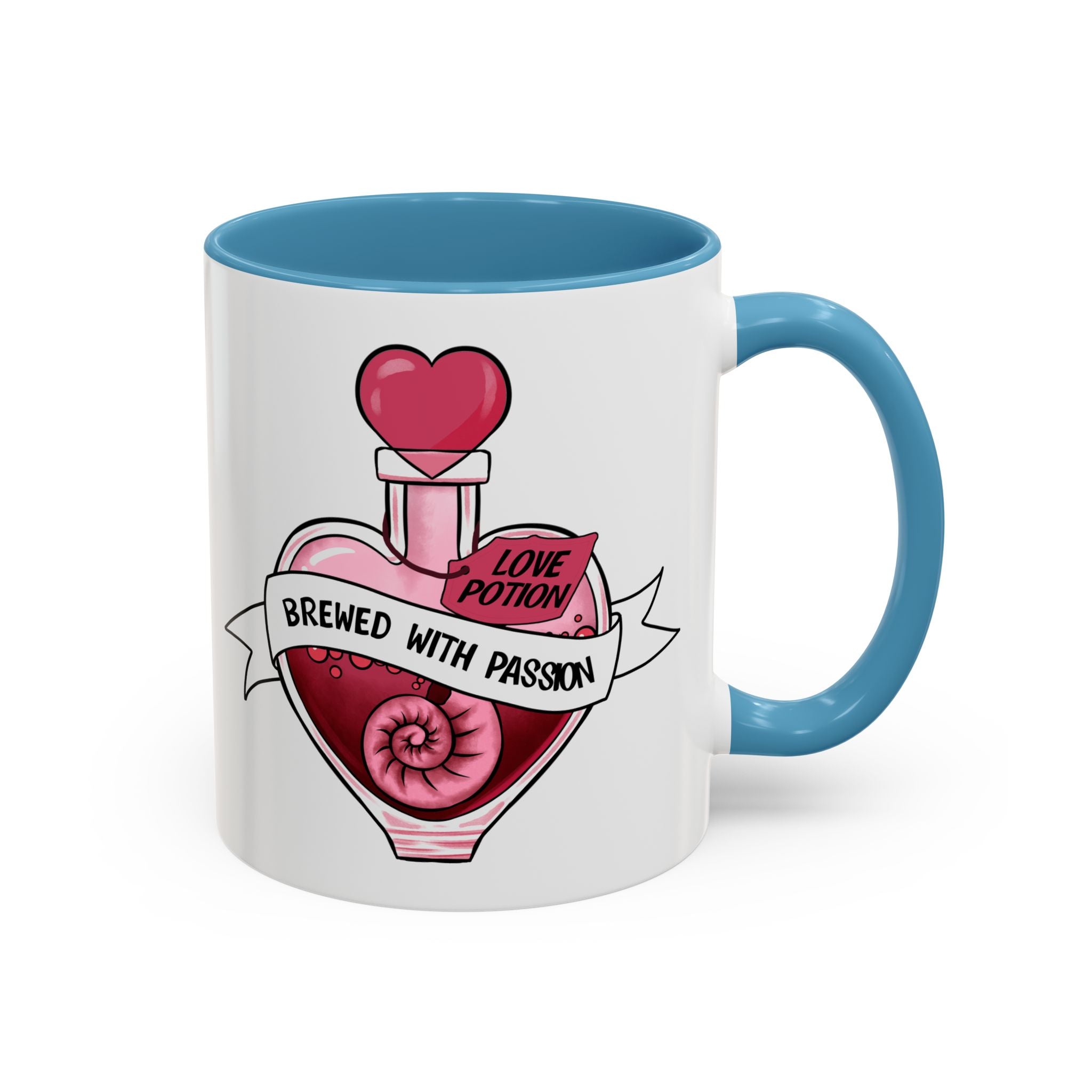Coffee Mug - 'Brewed With Passion' Love Potion Accent Mug (11/15oz) anti valentine
