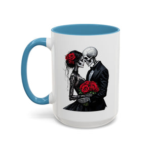 Romantic Skeleton Coffee Mug, Skull Love Mug, Gothic Gift, Halloween Decor, Couple Mug, Unique Coffee Cup