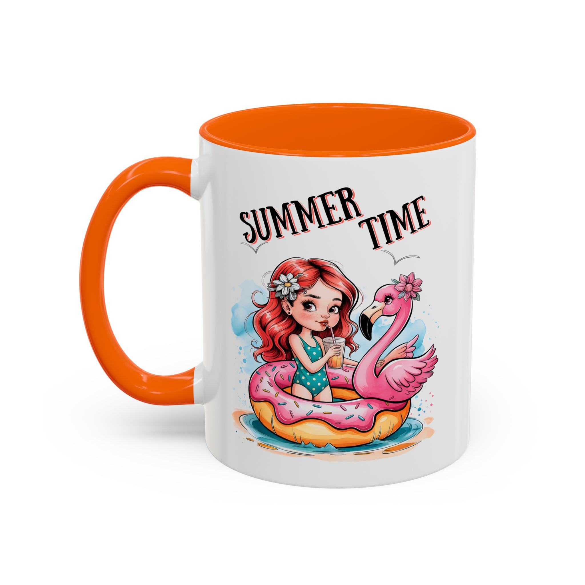Summer Time Accent Coffee Mug - 11oz & 15oz funny cute girl floating