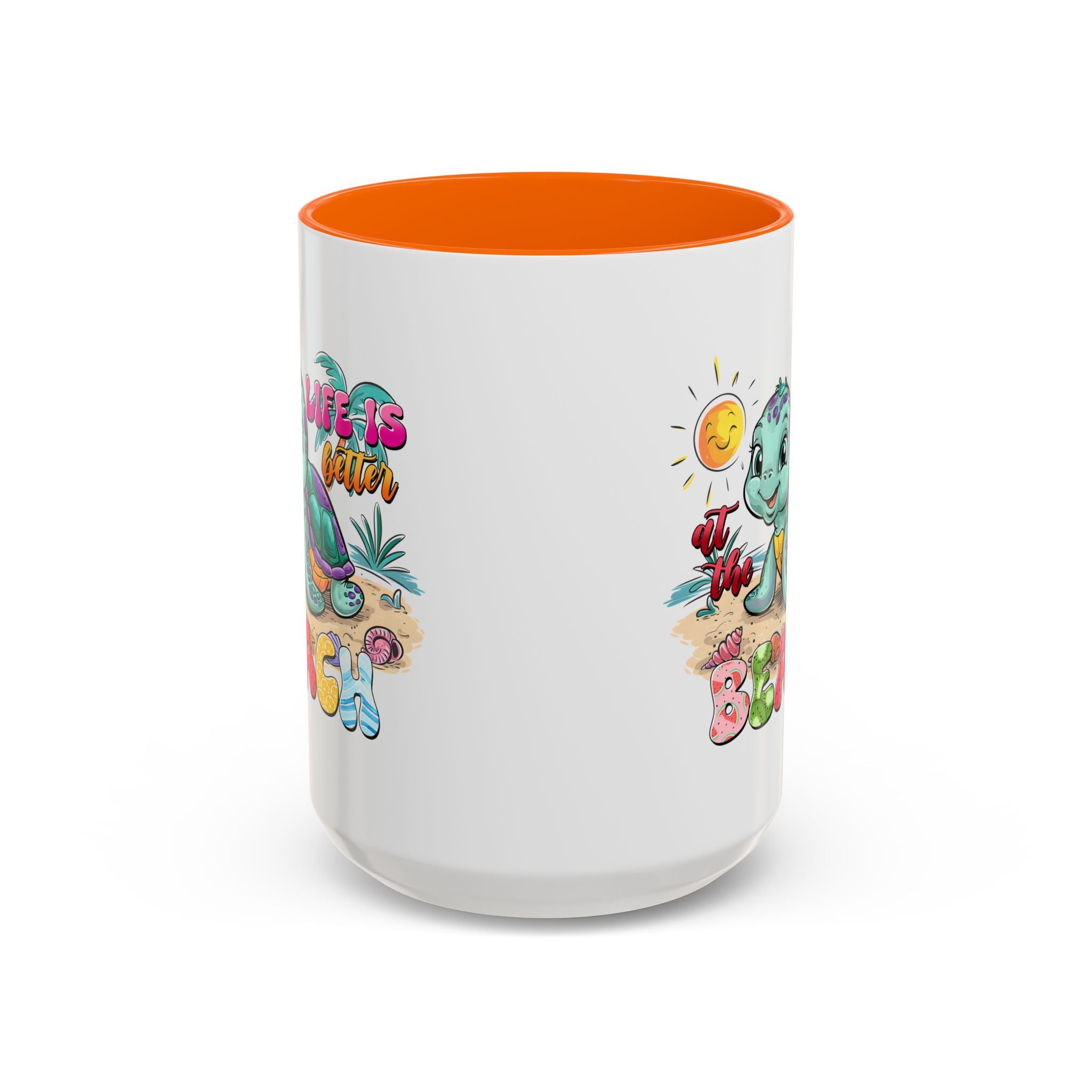 Beach Vibe Accent Coffee Mug - "Life is Better at the Beach" Design turtle animal lover