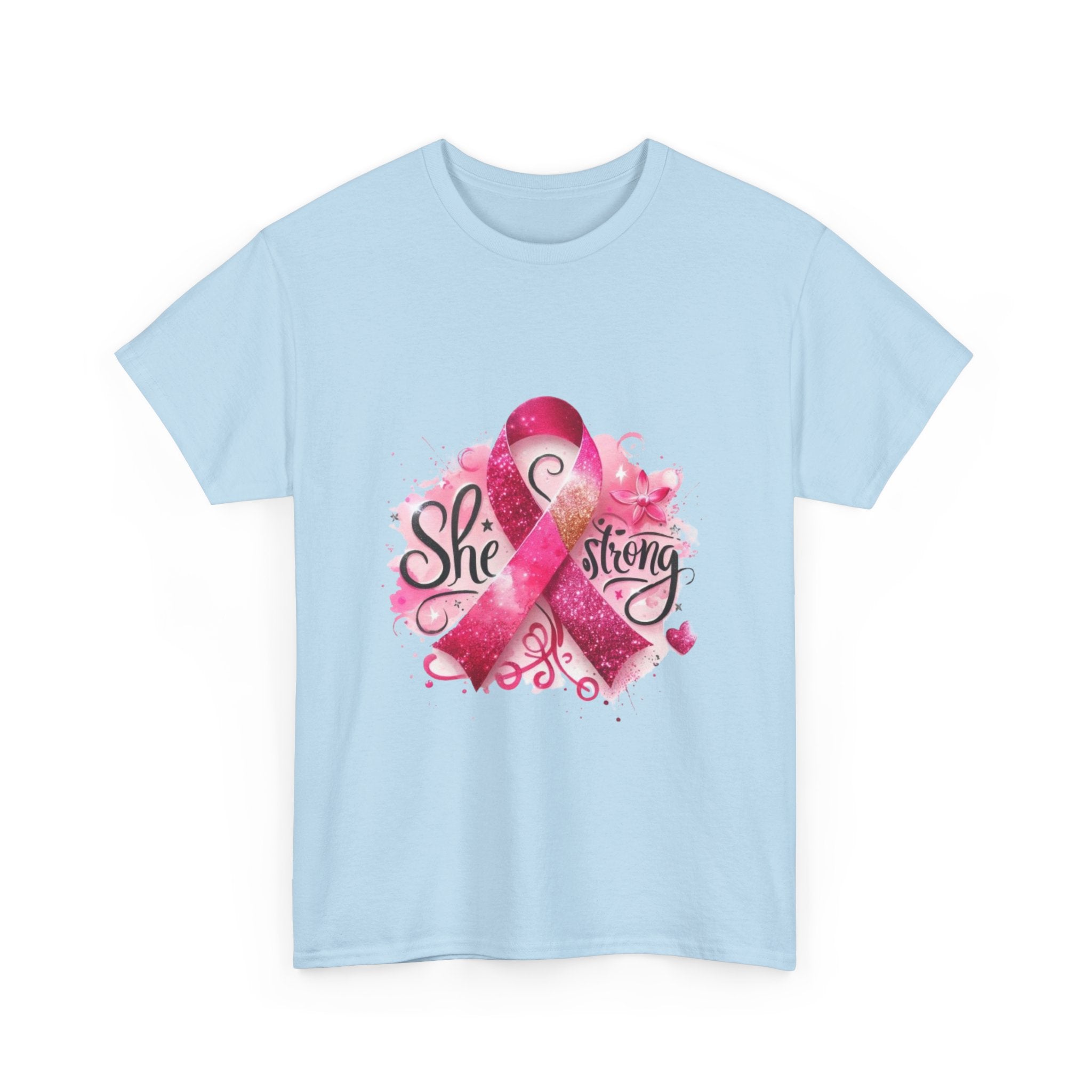 Breast Cancer Awareness Tee - She's Strong, Gift for Survivors, Supportive T-Shirt, Awareness Month, Inspirational Apparel