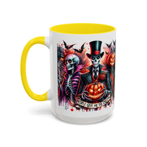 Halloween-themed Accent Coffee Mug, Spooky Skull Mug, Pumpkin Art Cup, Unique Gift for Halloween Lovers, October Decor