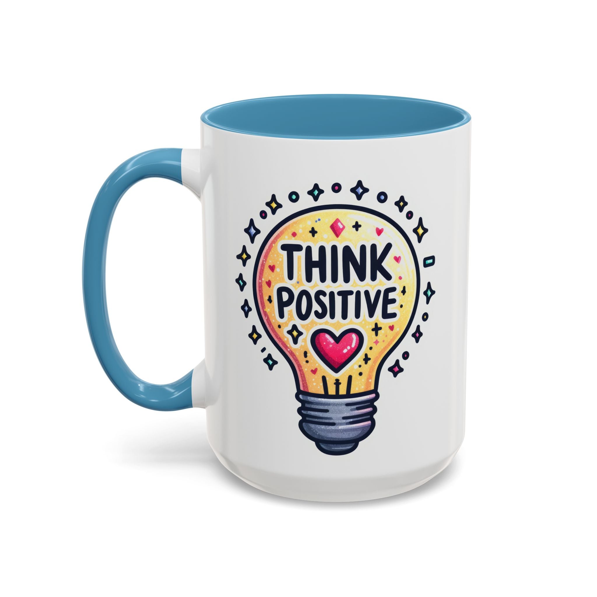 Think Positive Lightbulb Coffee Mug — Motivational Accent Mug (11/15 oz)