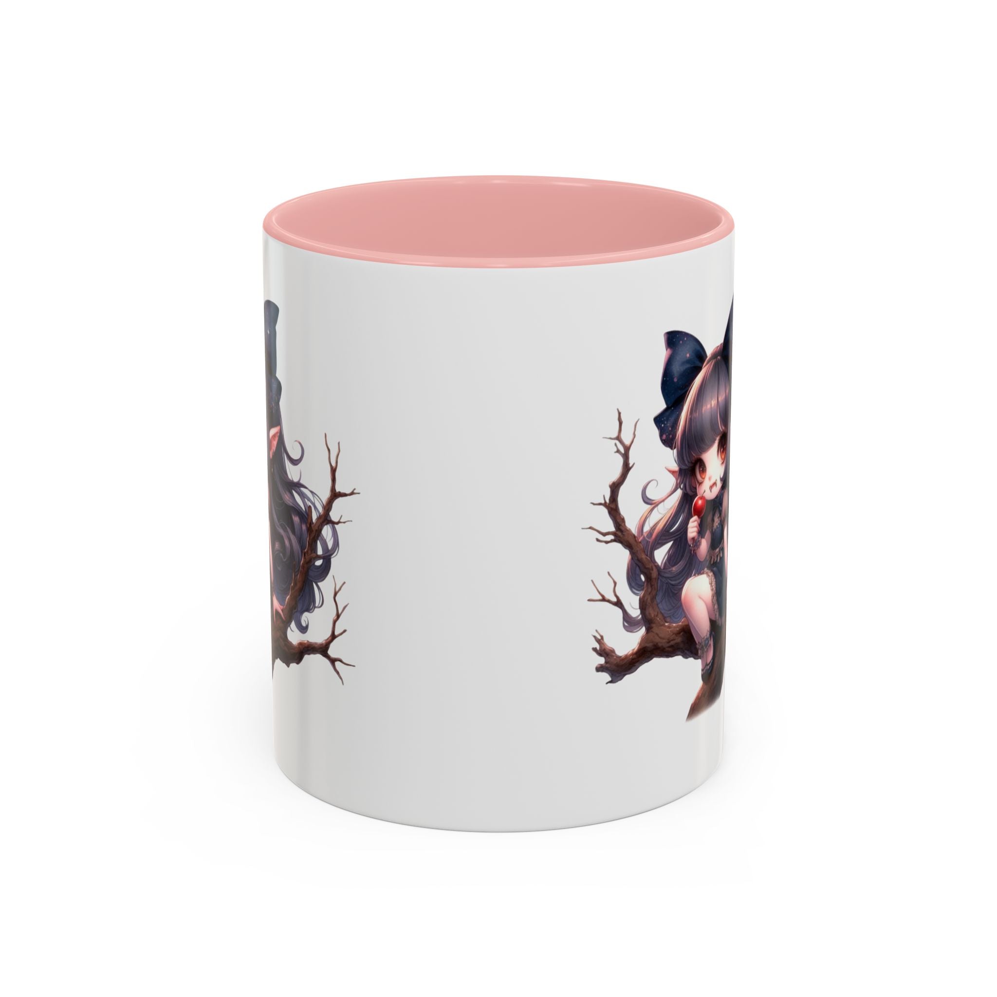 gothic vampire girl in tree horror art Accent Coffee Mug (11, 15oz) png16