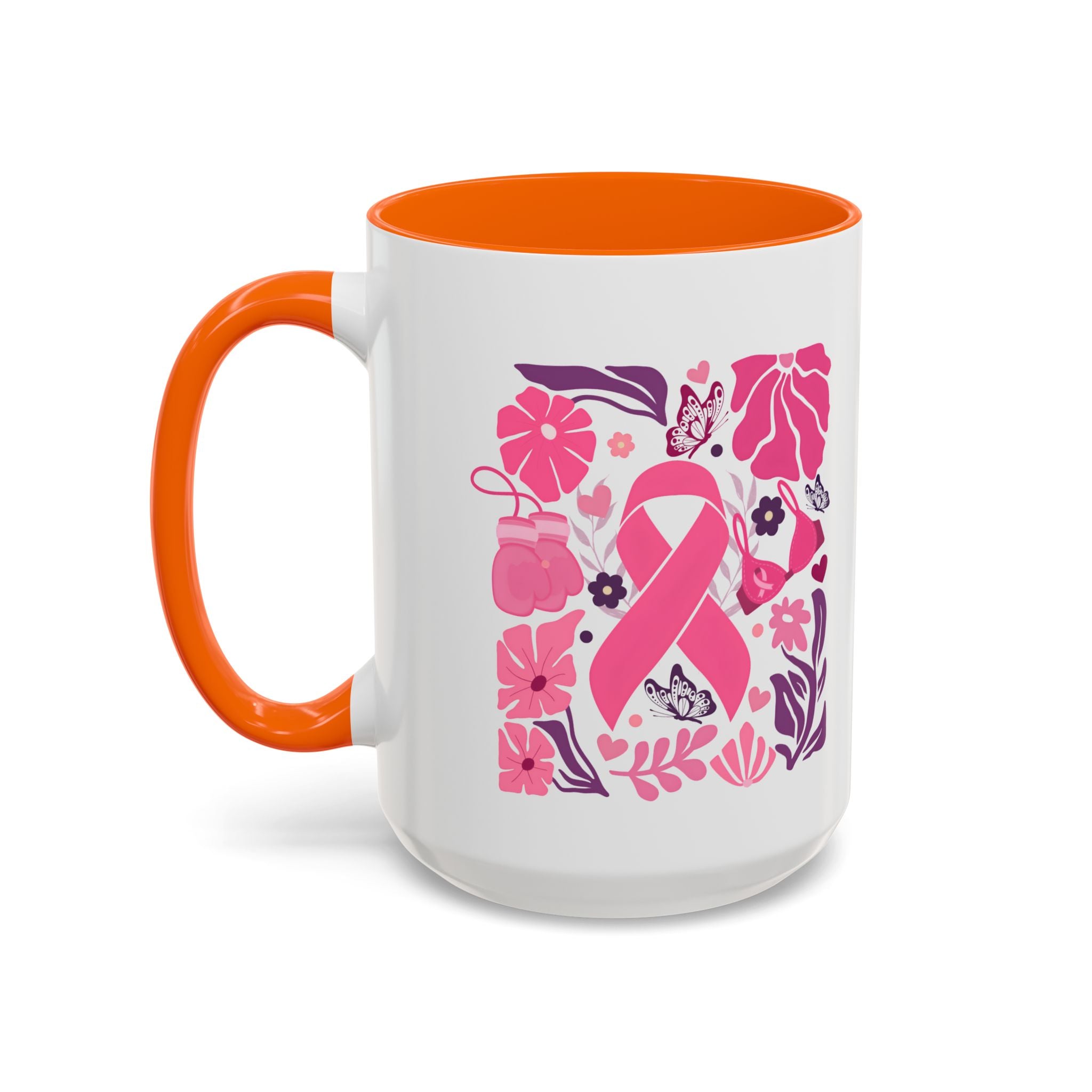 Pink Floral Awareness Coffee Mug, Breast Cancer Awareness Mug, Gift for Her, Supportive Drinkware, Motivational Mug