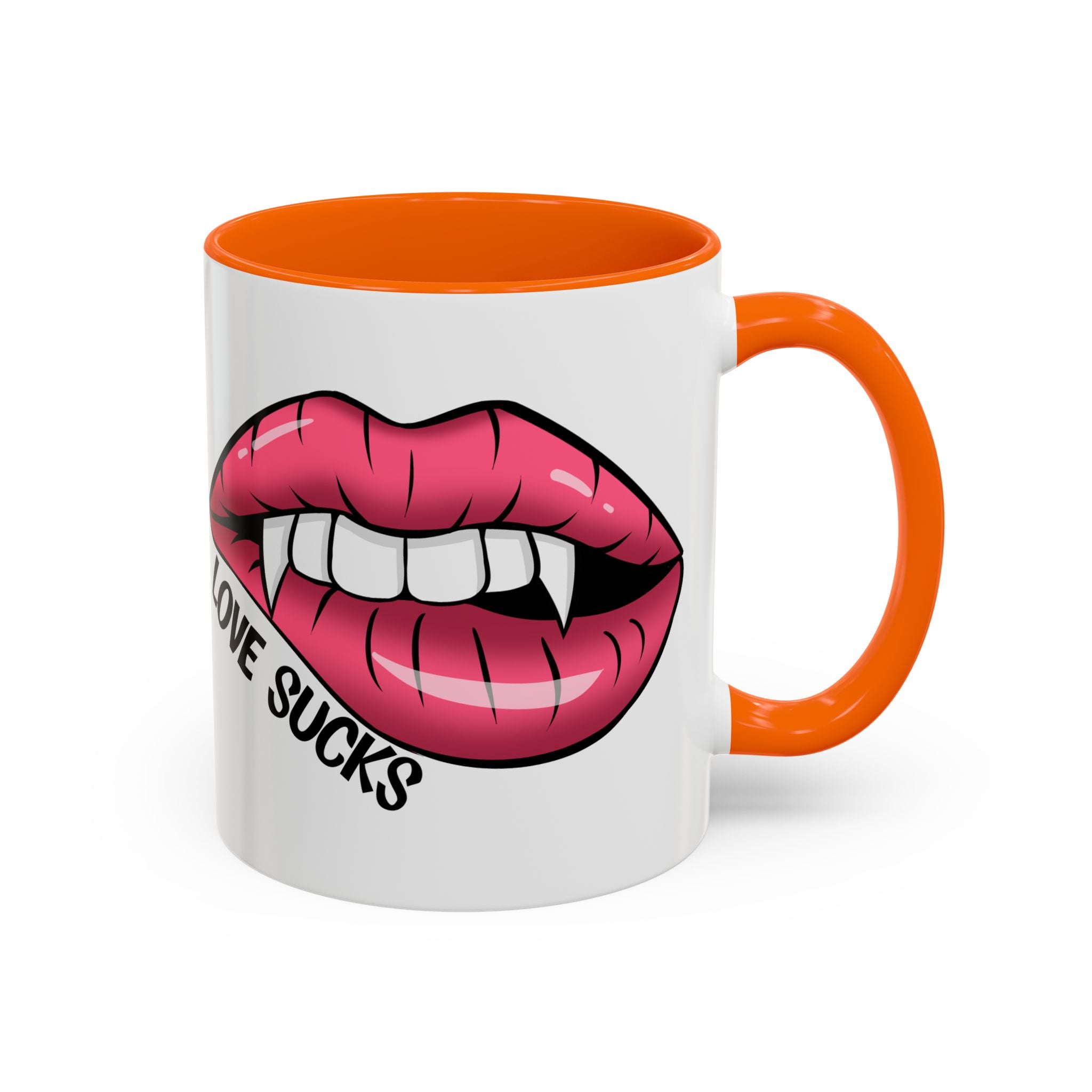 anti valentine Accent Coffee Mug - 'Love Sucks' Vampire Lips Coffee Mug