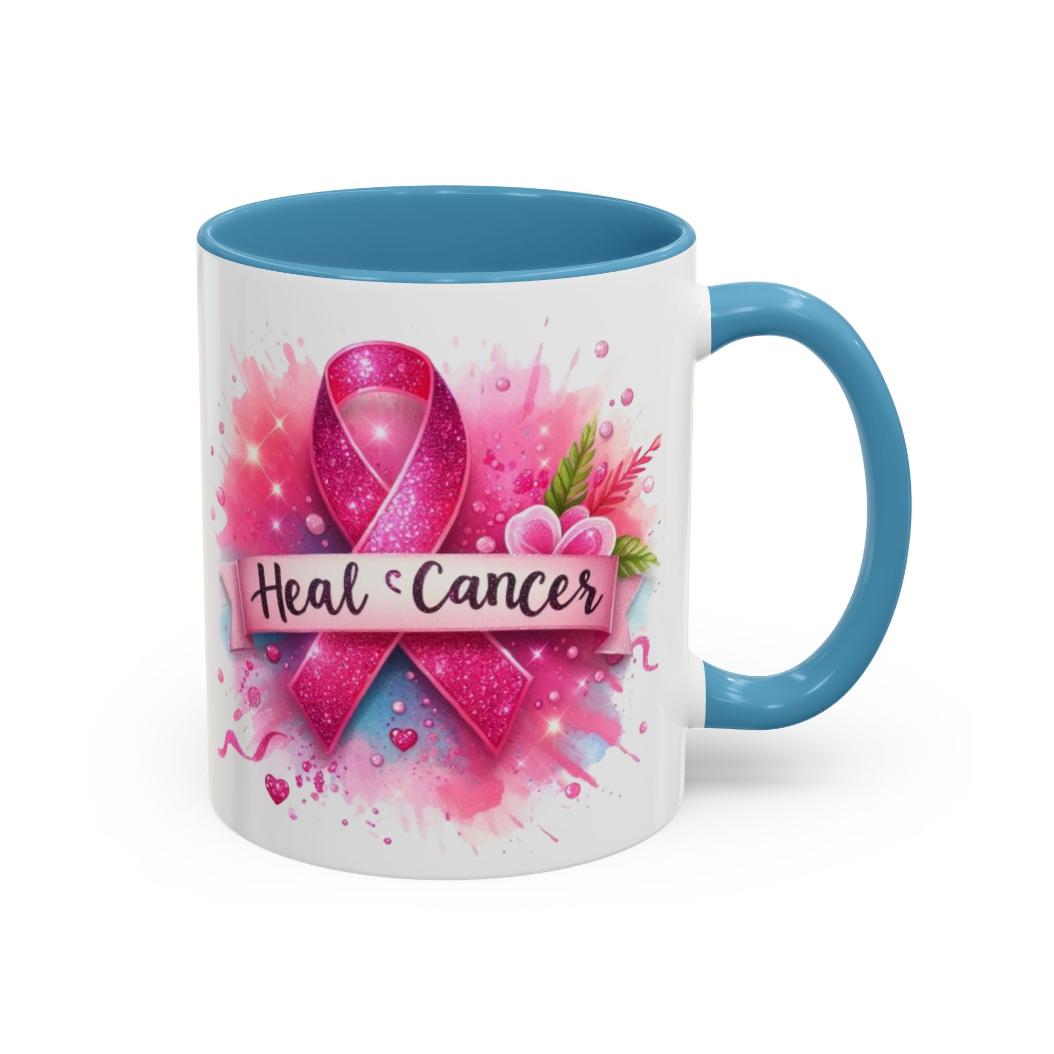 Pink Ribbon Healing Coffee Mug | Support Cancer Awareness | Inspirational Gift | Breast Cancer Support | 11oz & 15oz Options
