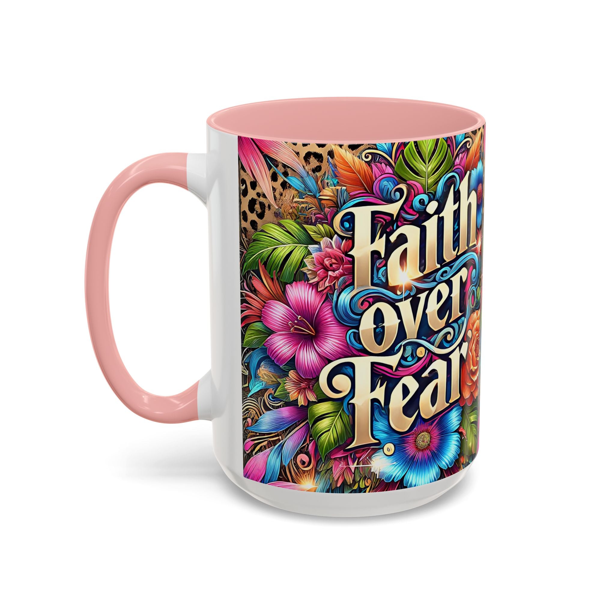 Faith Over Fear Floral Coffee Mug positive mental health