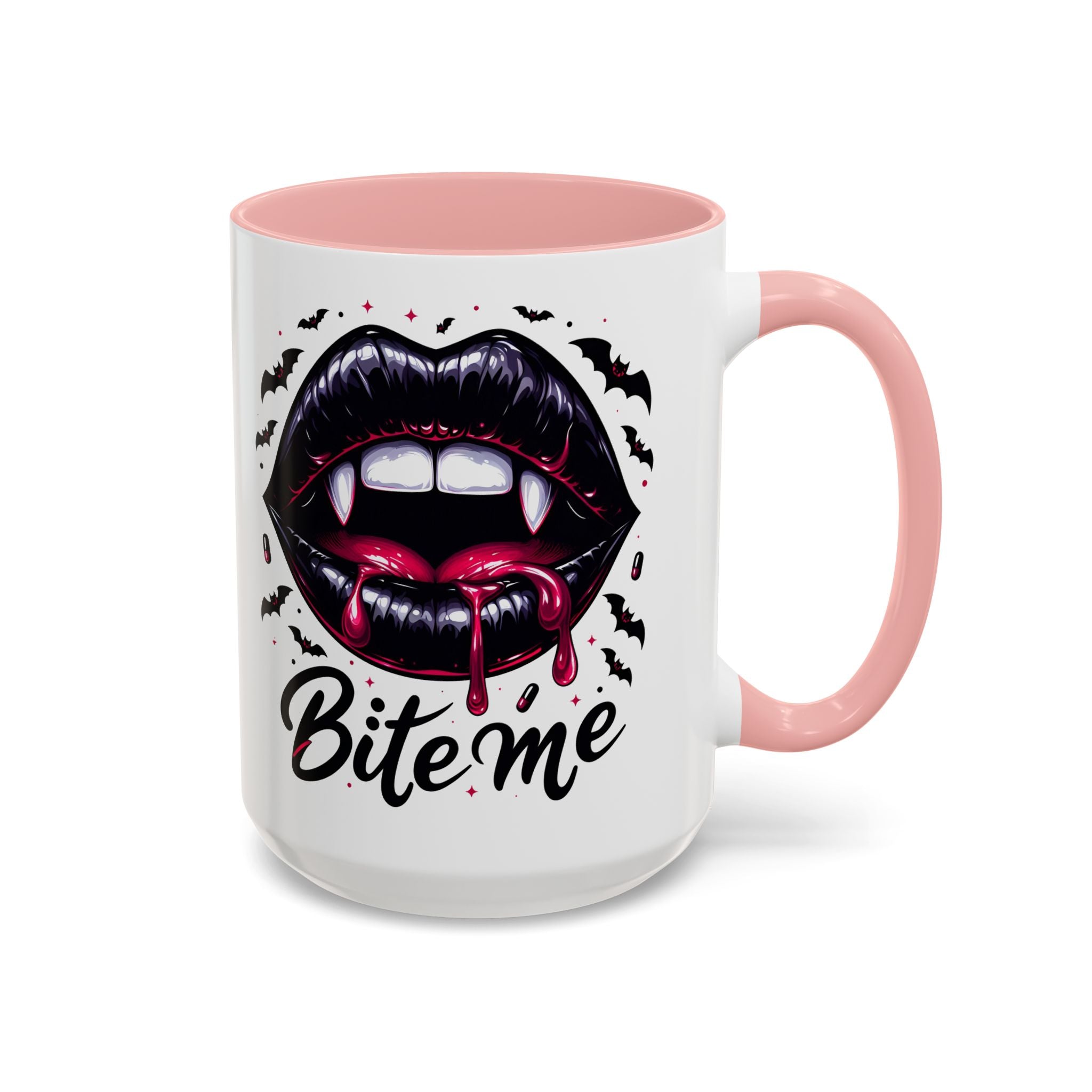Vampire Themed Coffee Mug - "Bite Me"  halloween bats horror art cup